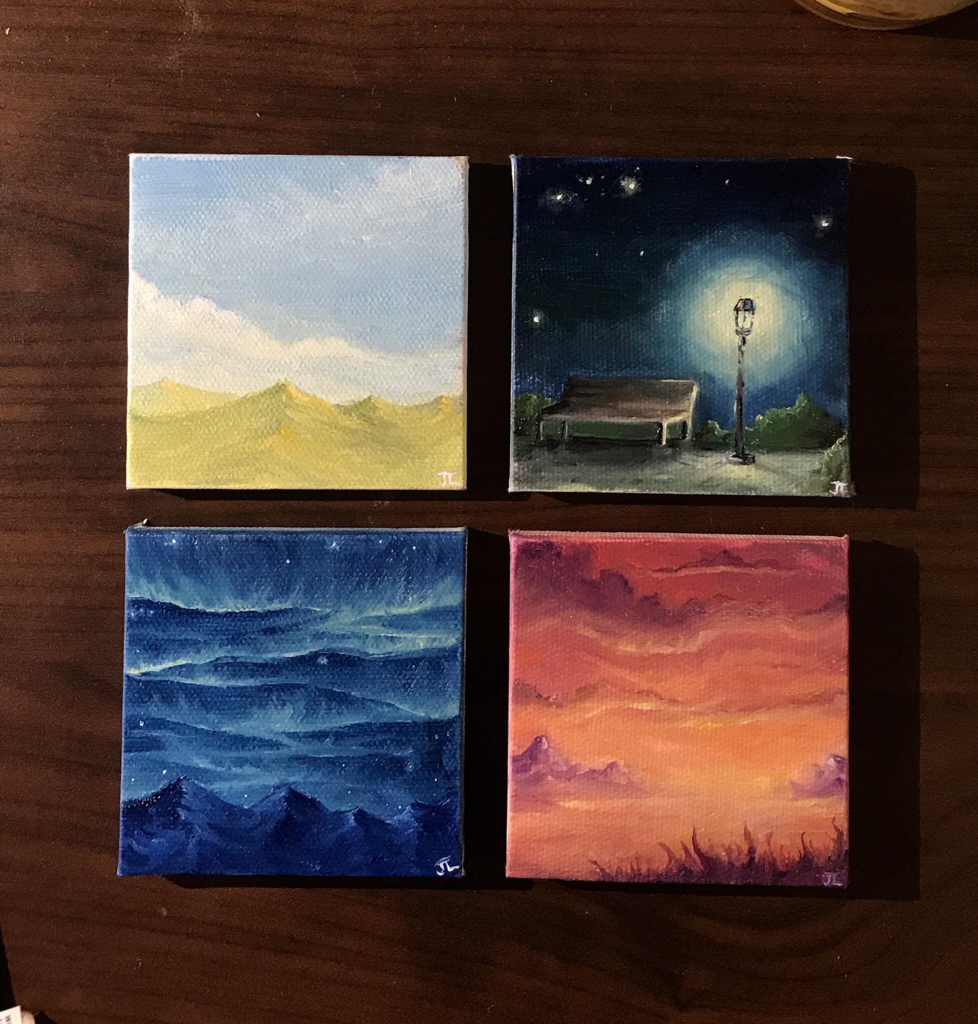 Series of mini oil paintings I finished recently. All 3x3inches r