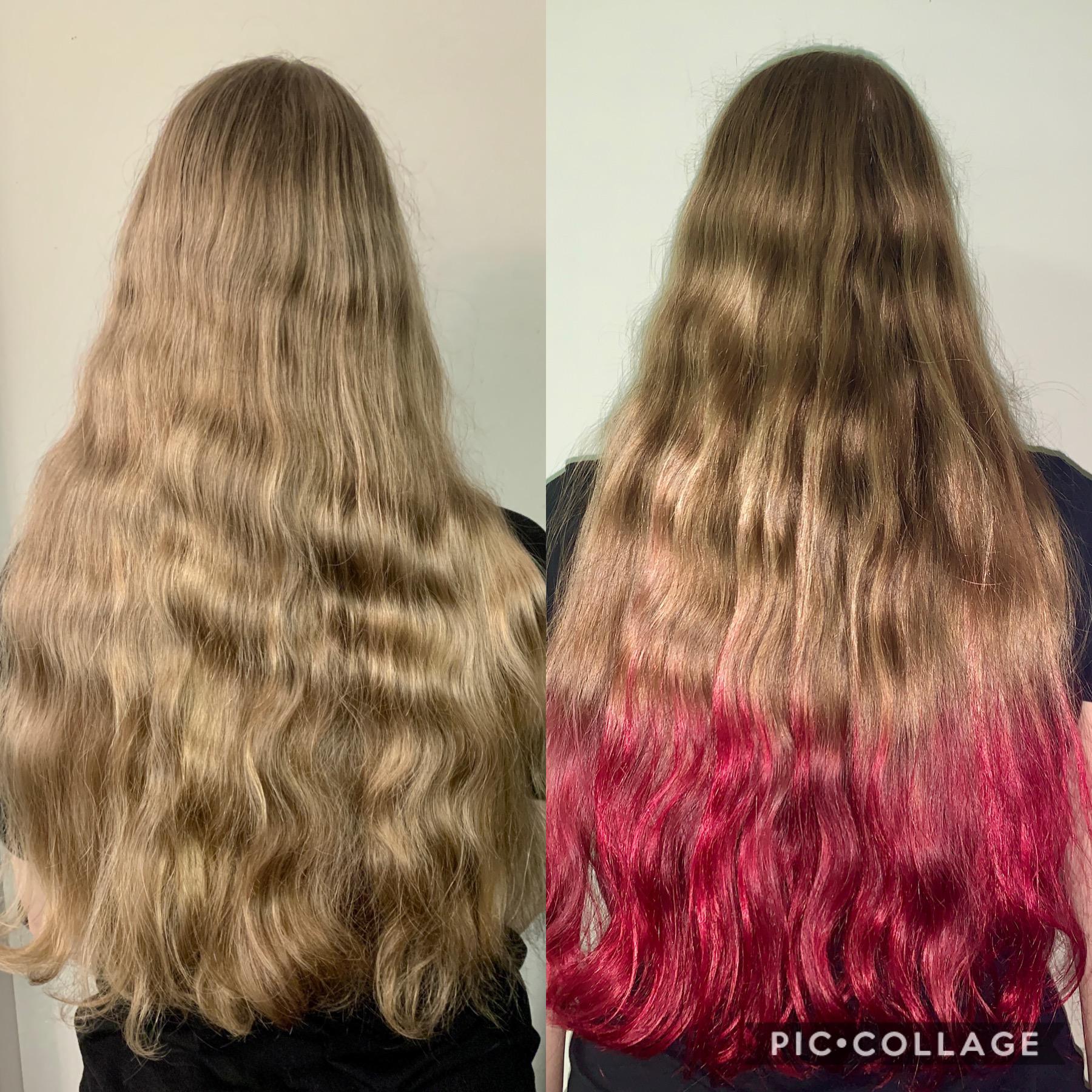 Finally dyed my hair! I used overtone pink for brown hair (no bleach