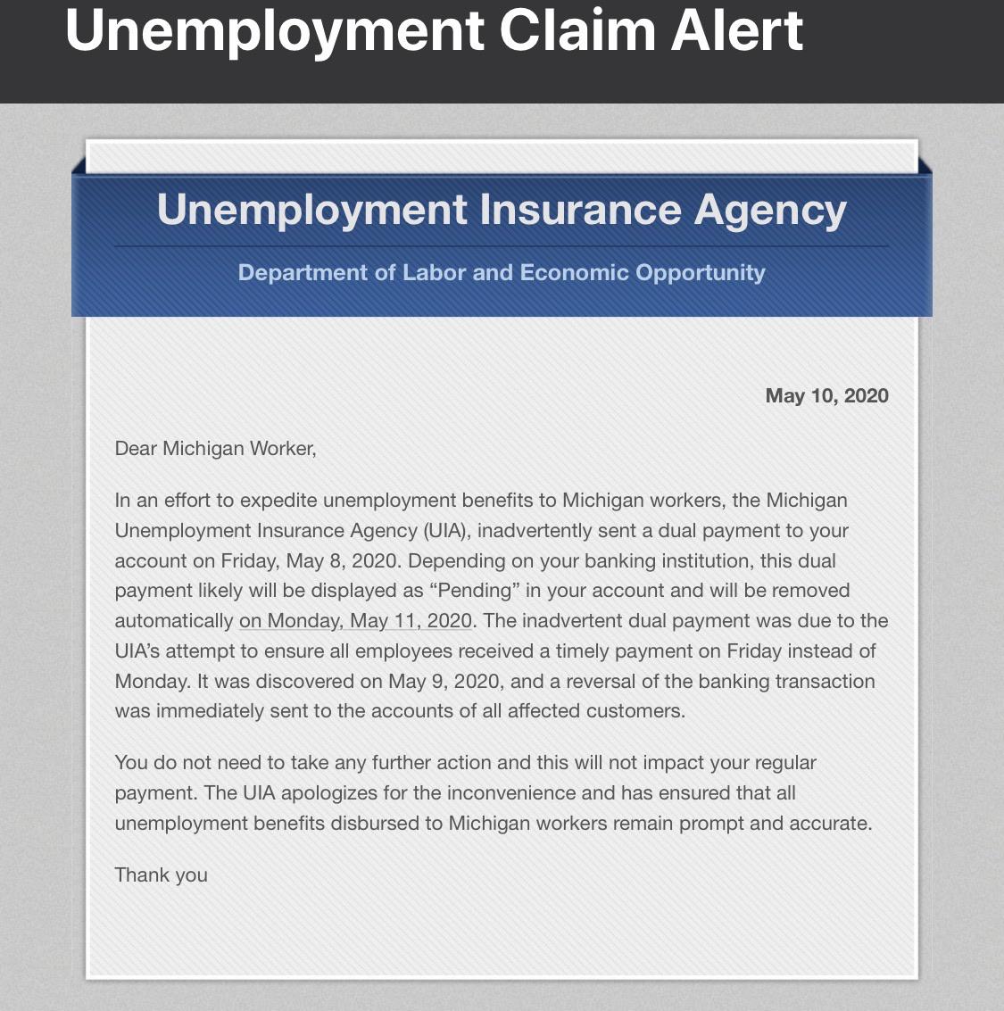 [Michigan] Anybody else receive this email ? r/Unemployment