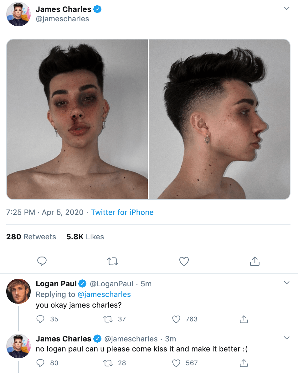 James Charles tweeted this and replied to Logan Paul. Thoughts? r