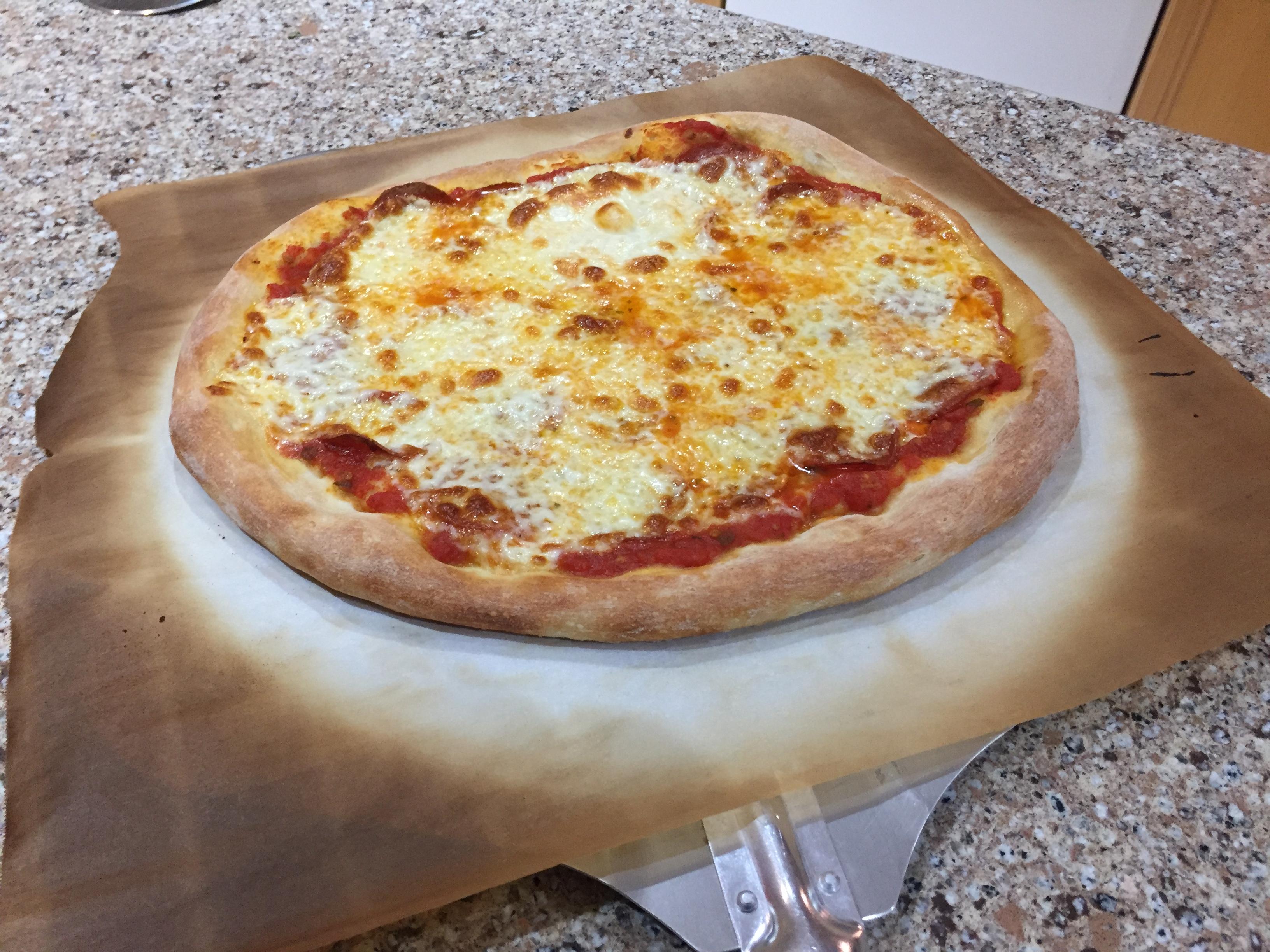 Serious eats NY style dough and sauce with pepperoni r/Pizza