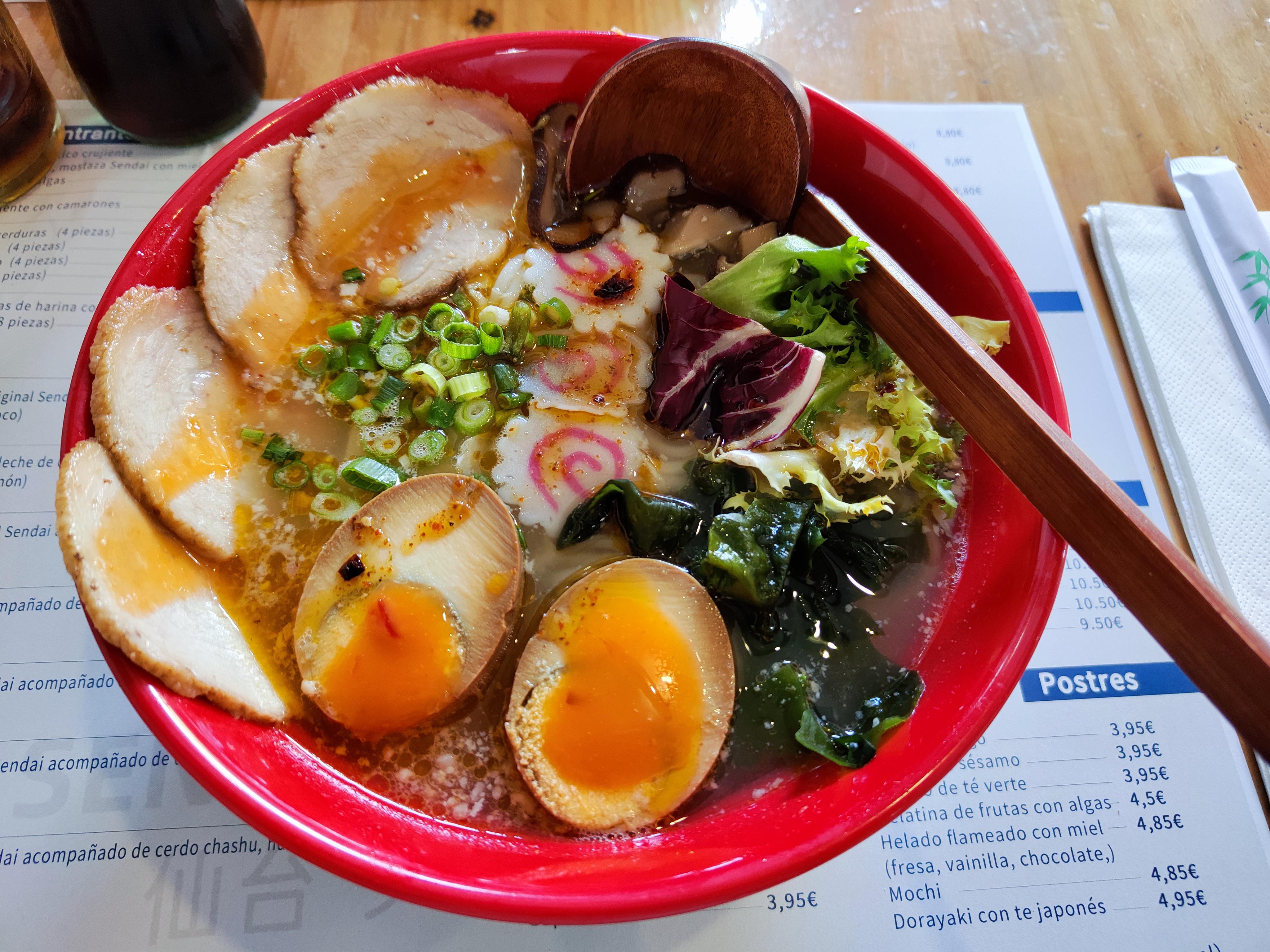 Noodles and most toppings where Japanese ramen style, but broth tasted