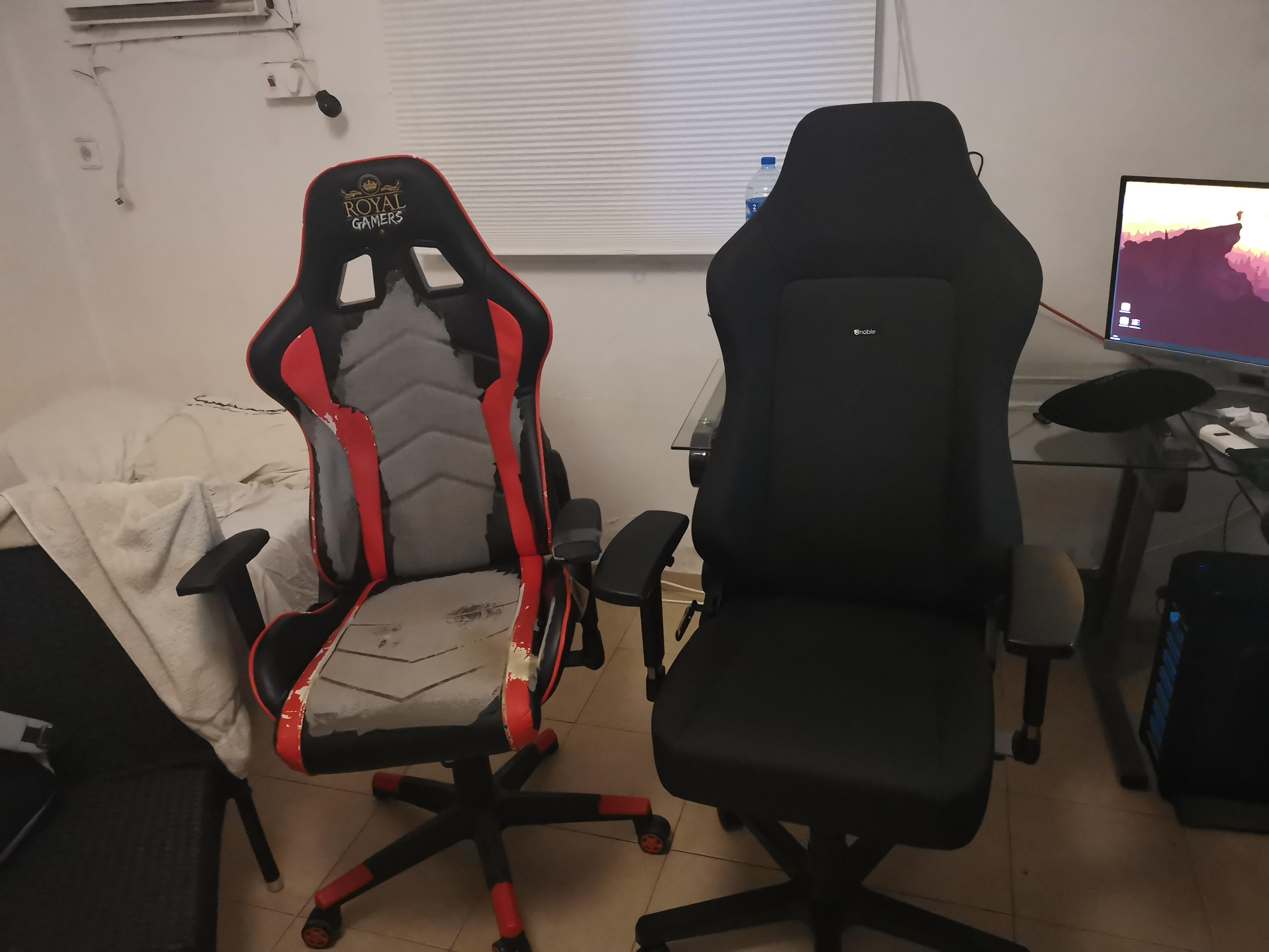After 3 years of pain I decided to get a new chair. If you're wondering why the left one is at