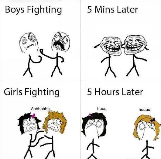 Boys fighting vs girls fighting r/meme