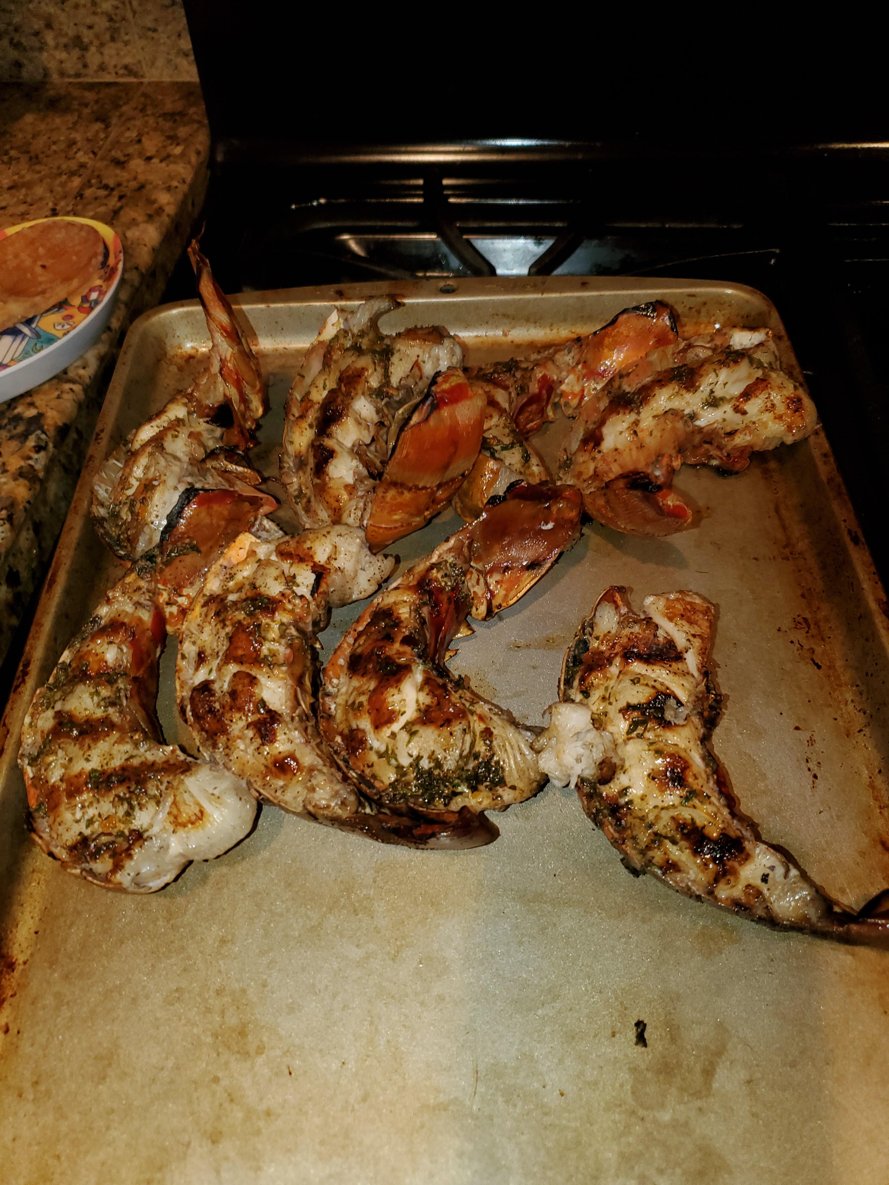 Lobster tails cooked on the kettle. r/webergrills