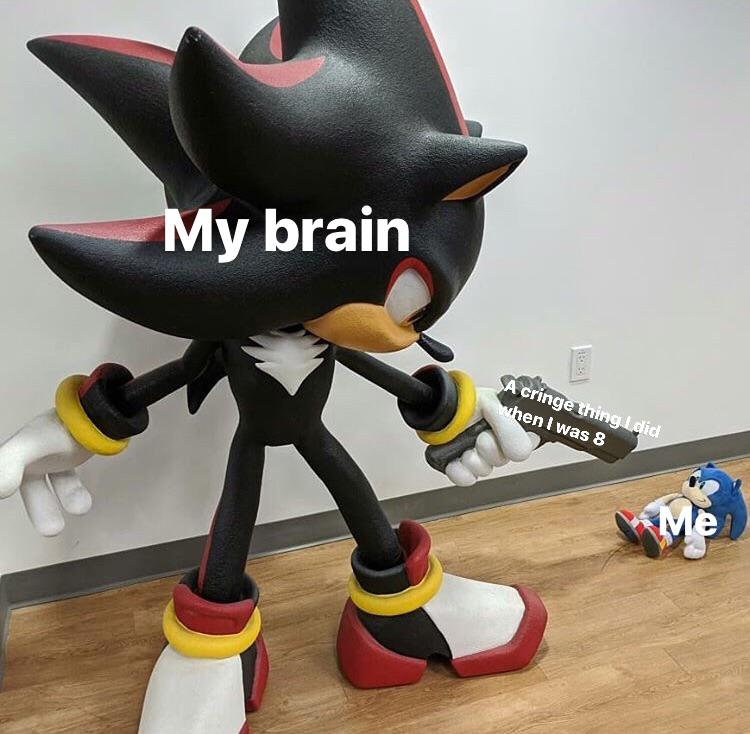 Shadow pointing gun at tiny Sonic MemeTemplatesOfficial