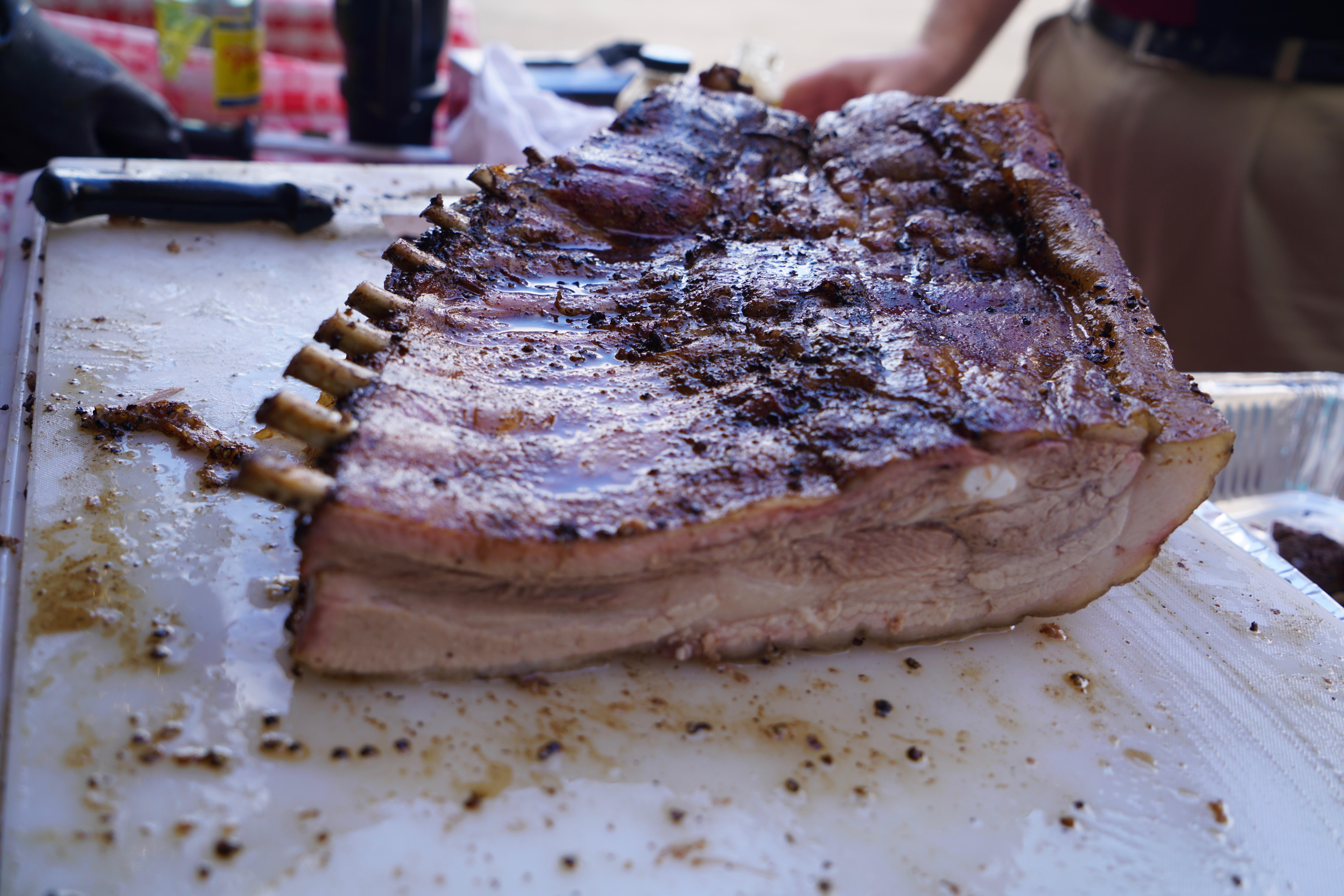 Hosted a huge bbq today, this slow smoked bone in pork belly was my