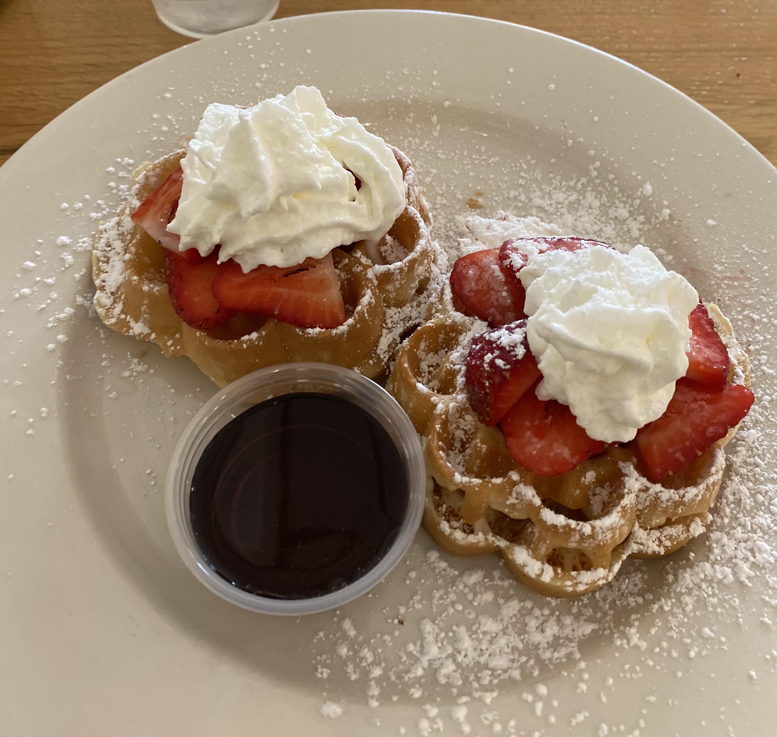 Strawberry waffles at my favorite breakfast place FoodPorn