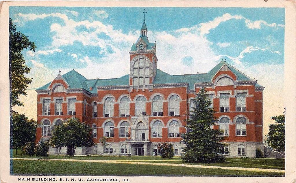 Old Main Hall SIU Carbondale. Destroyed by arson in 1969. Arsonist was