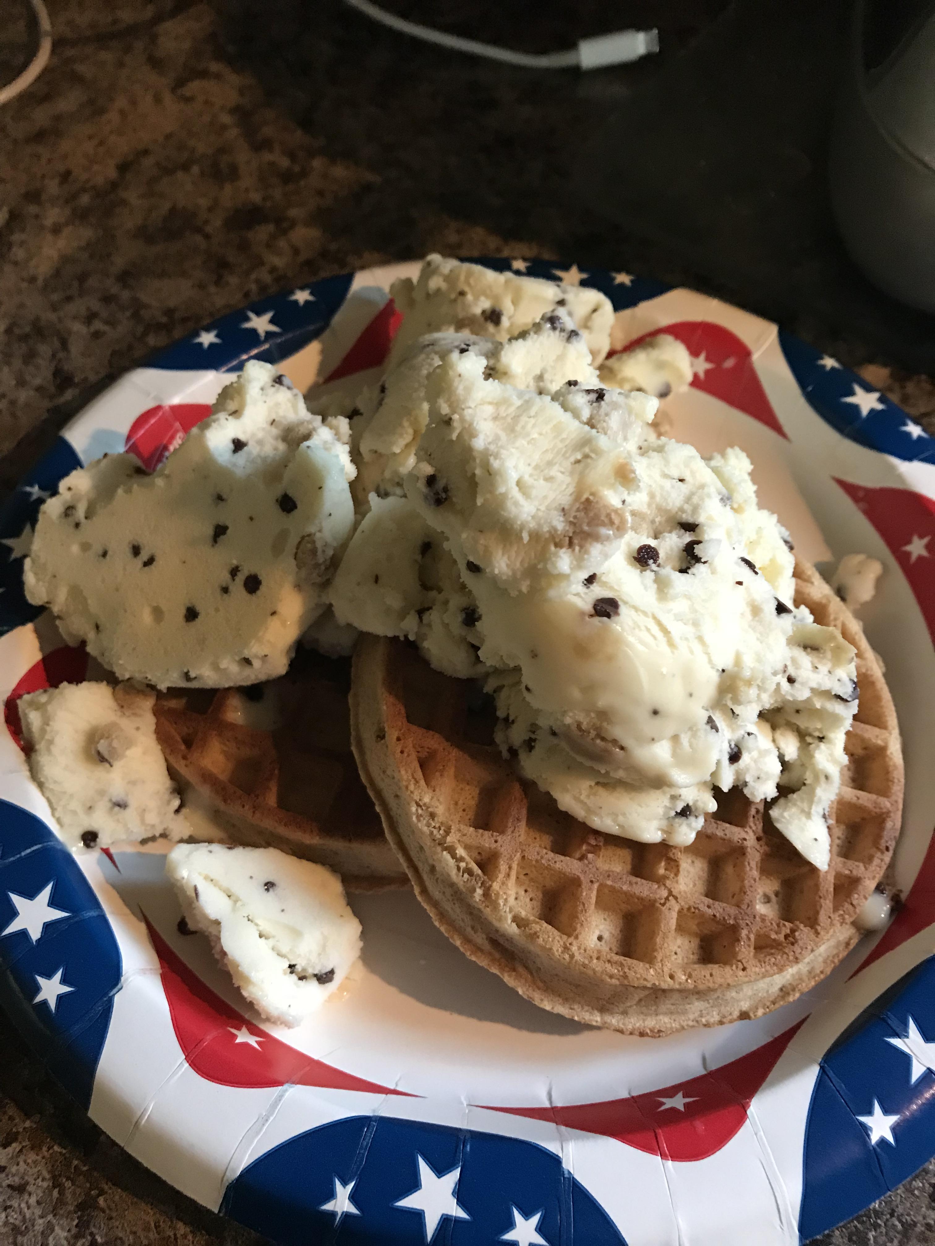 When you want ice cream for dinner. Half pint of cookie dough Halo Top