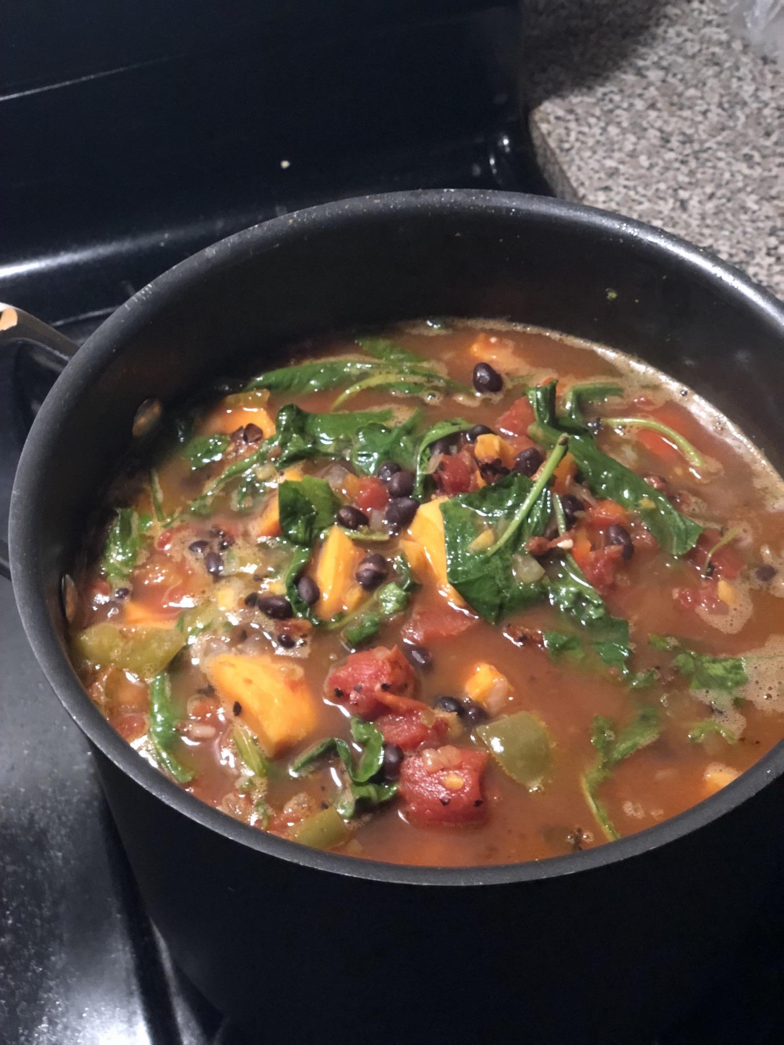 Sweet potato, kale, and black bean soup for the week. r/HealthyFood