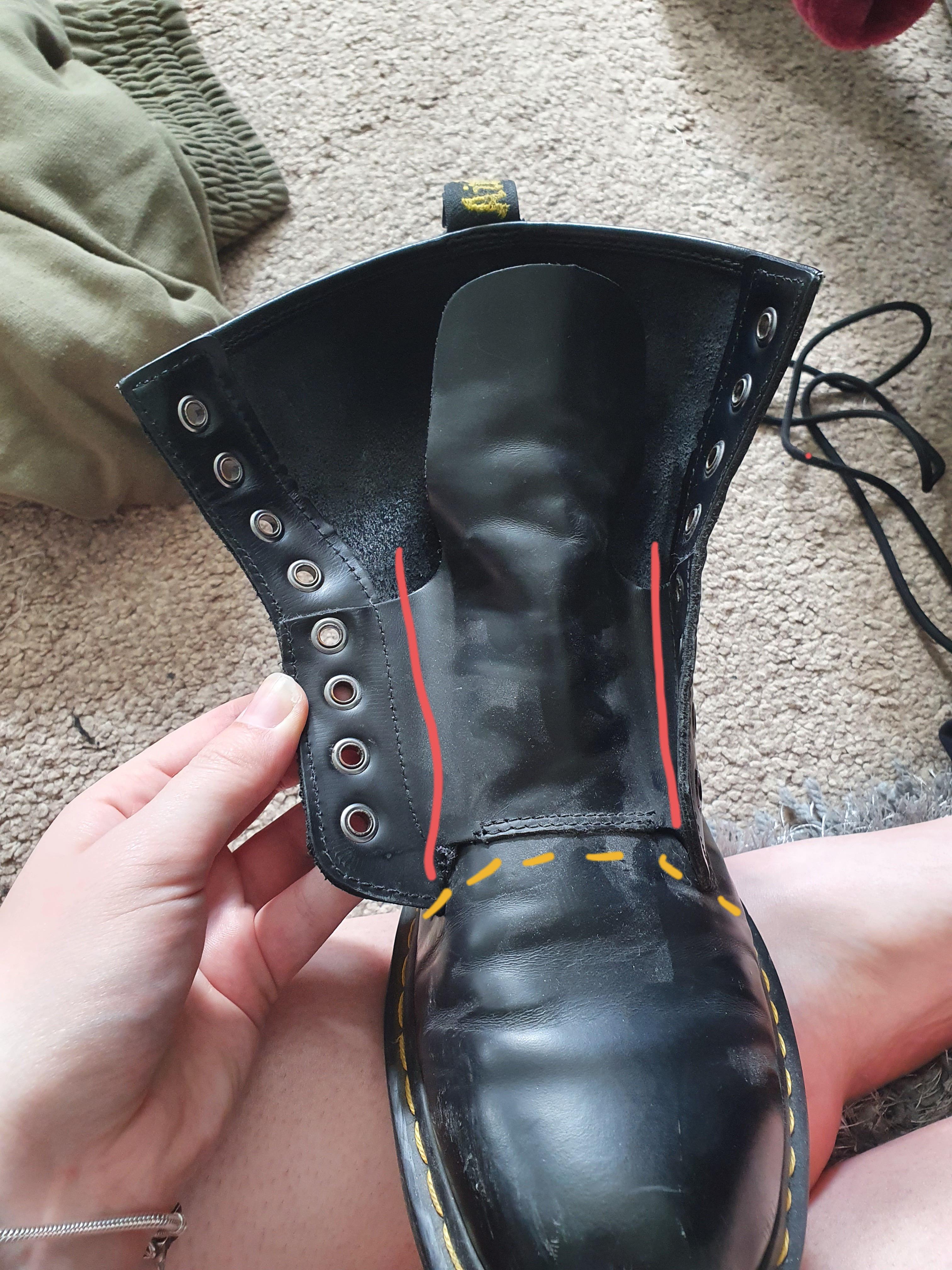 If I cut along the red lines, would it make the boot a bit looser? As