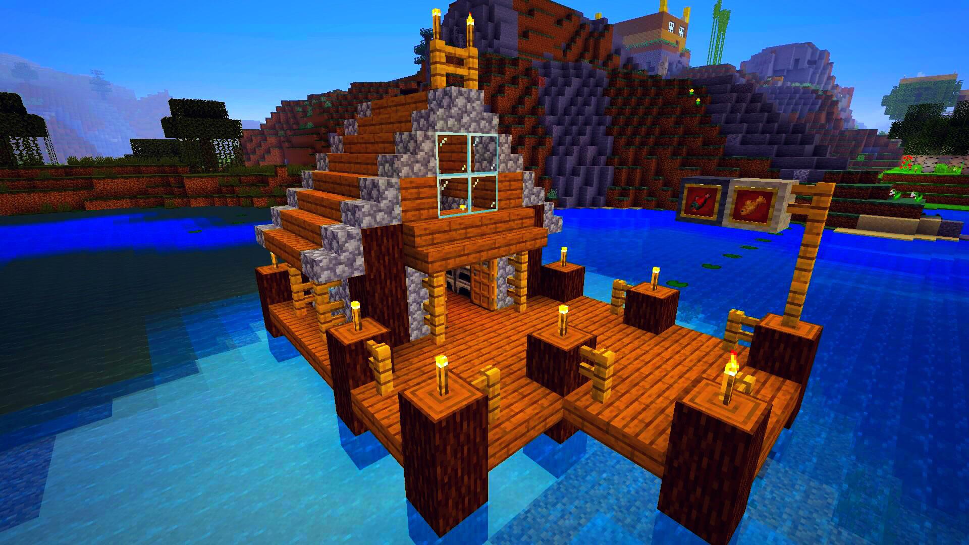 Nice little fishing hut I made Minecraft