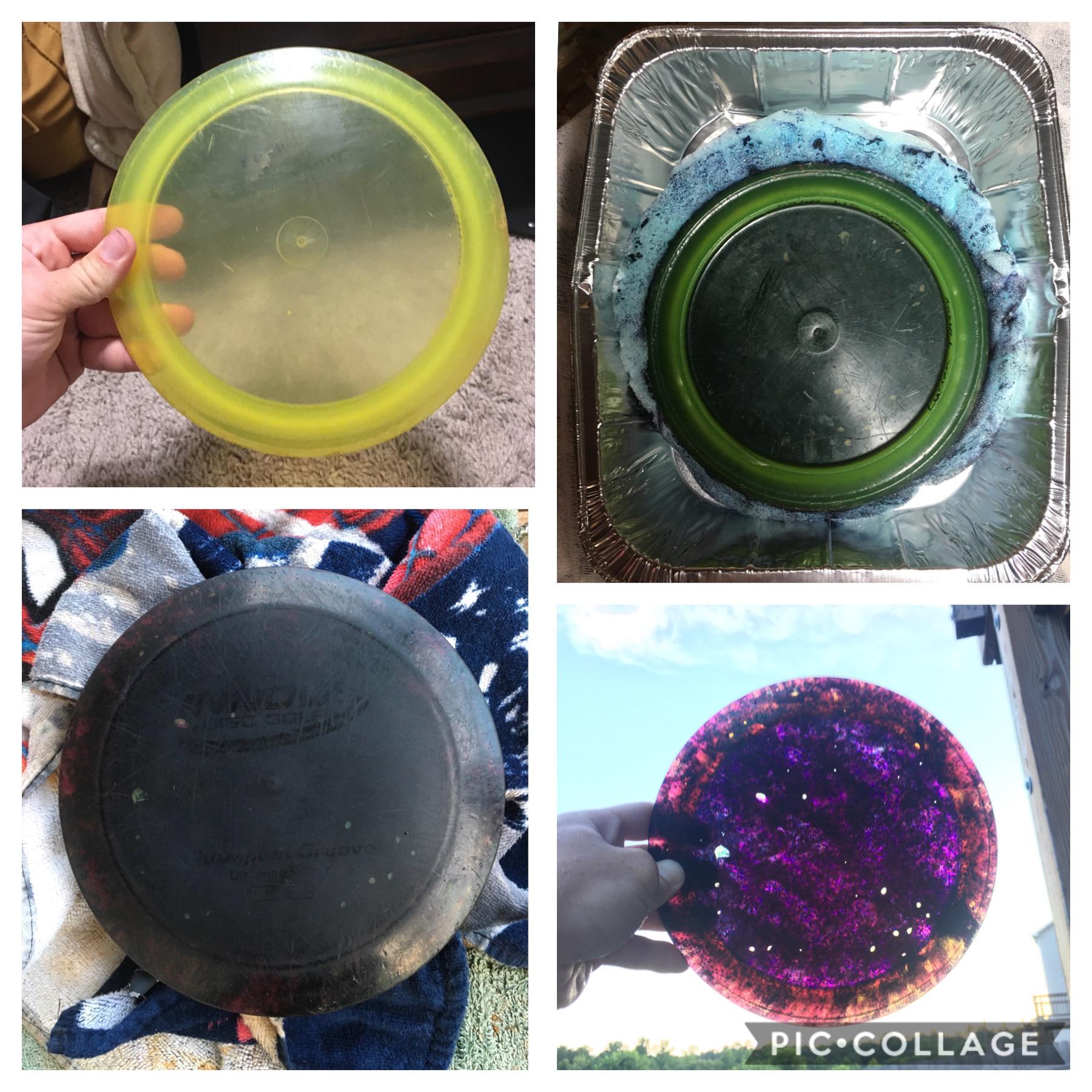 So I dyed my first disc today. I learned that it’s WAY too easy to get