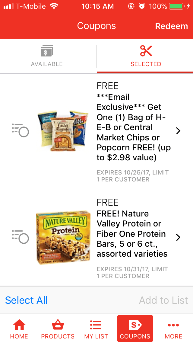 FREE Nature Valley Protein or Fiber One Protein Bars AND Bag of HEB