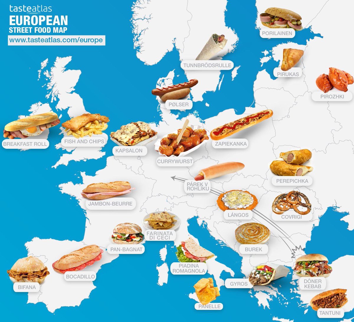 Some street food in Europe r/MapPorn