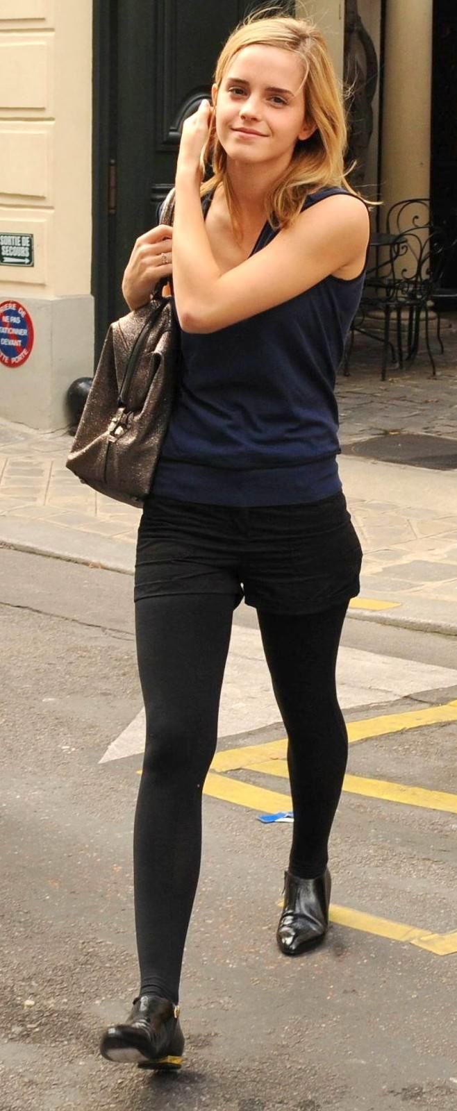 Shorts over leggings. r/EmmaWatson