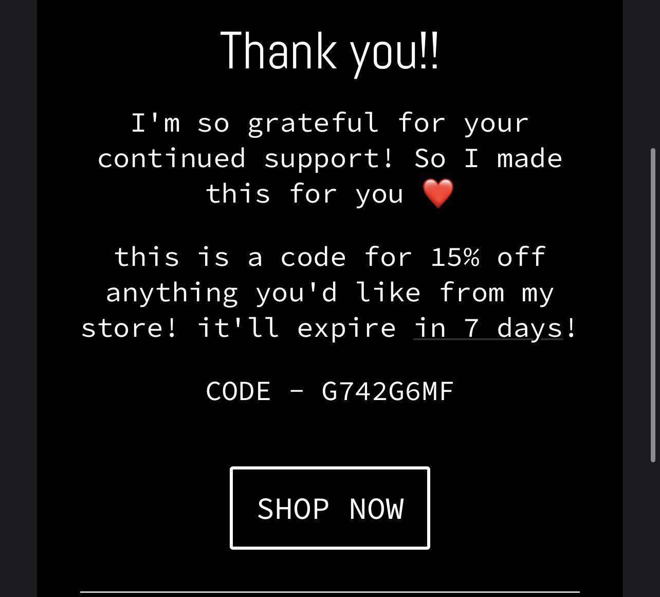 Discount Code If Anyone Wants it r/that_Poppy