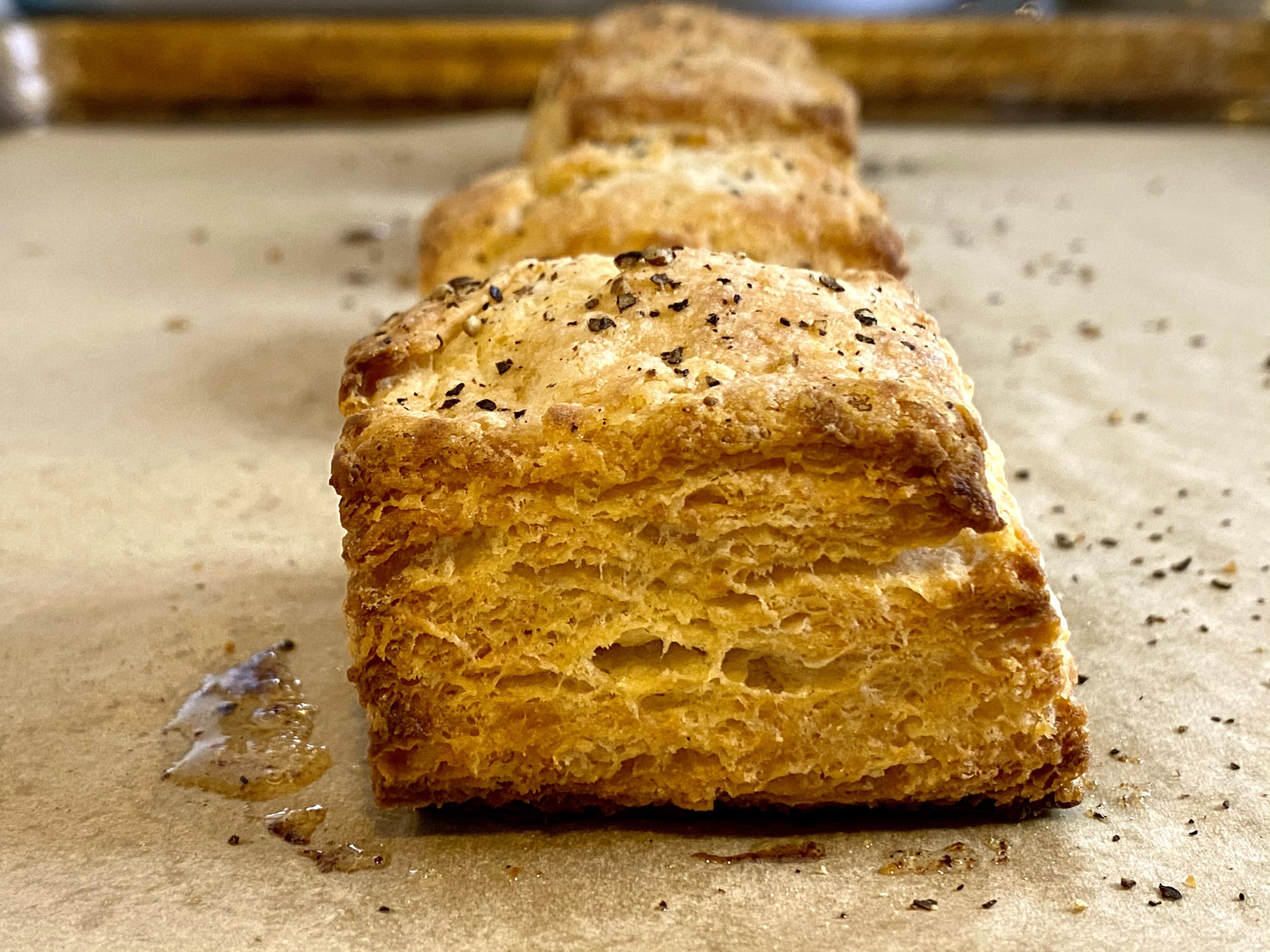 Made Claire’s Miso Buttermilk Biscuits from Dessert Person so flaky