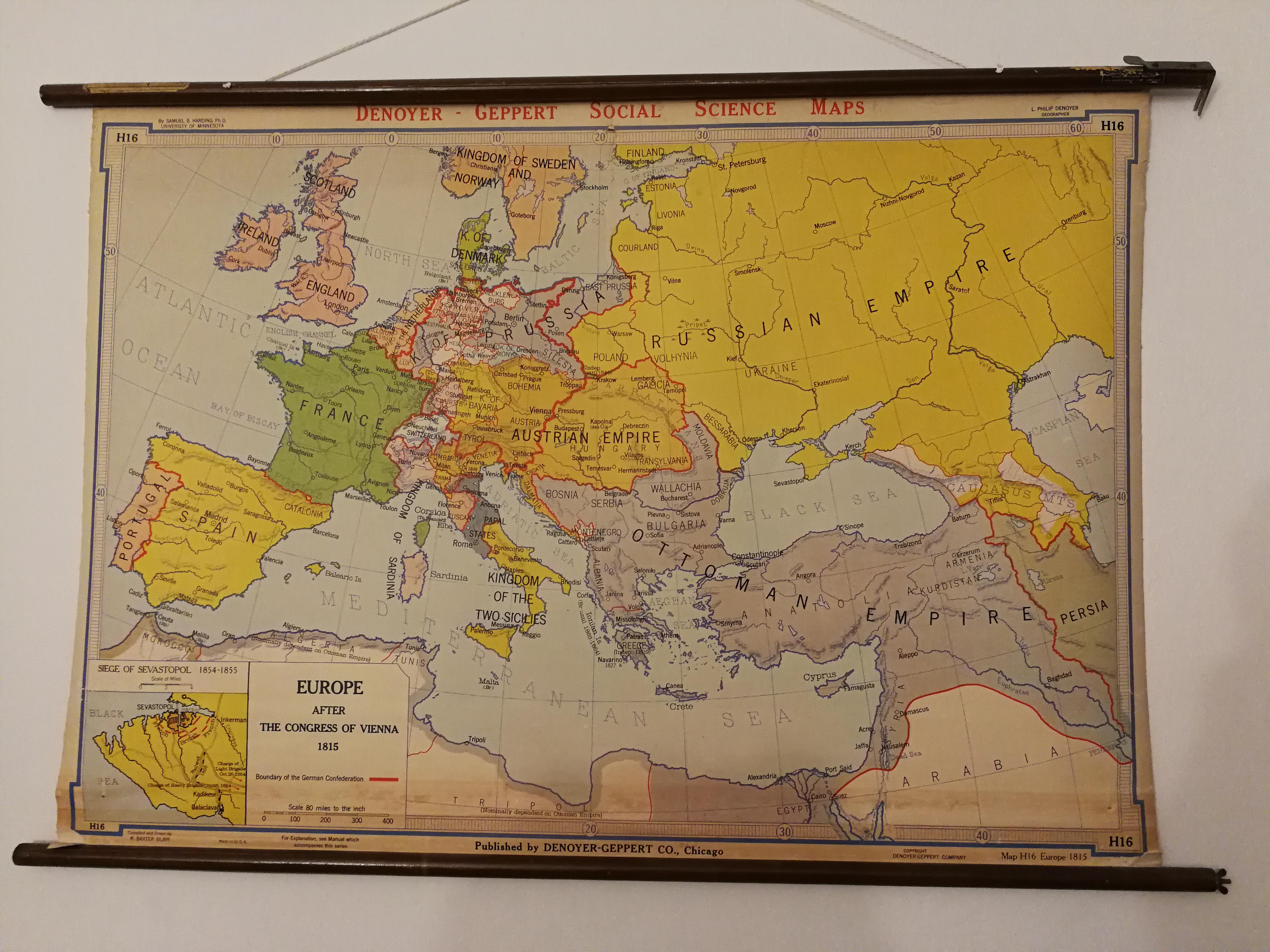 Old Map Of Europe In 1815 Old wall map of Europe in 1815. Got it at a flee market. Maps