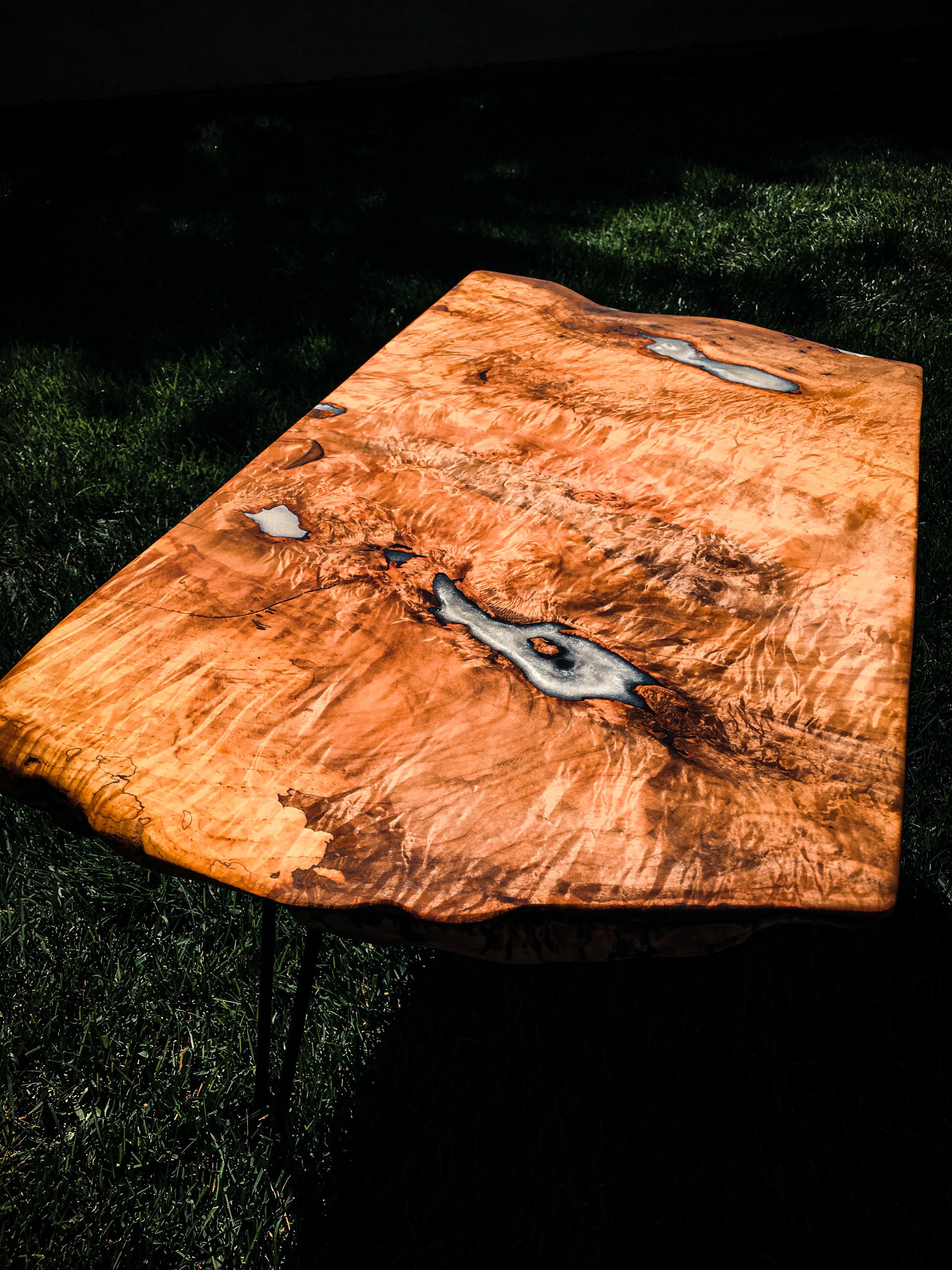 Figured silver maple end table r/woodworking