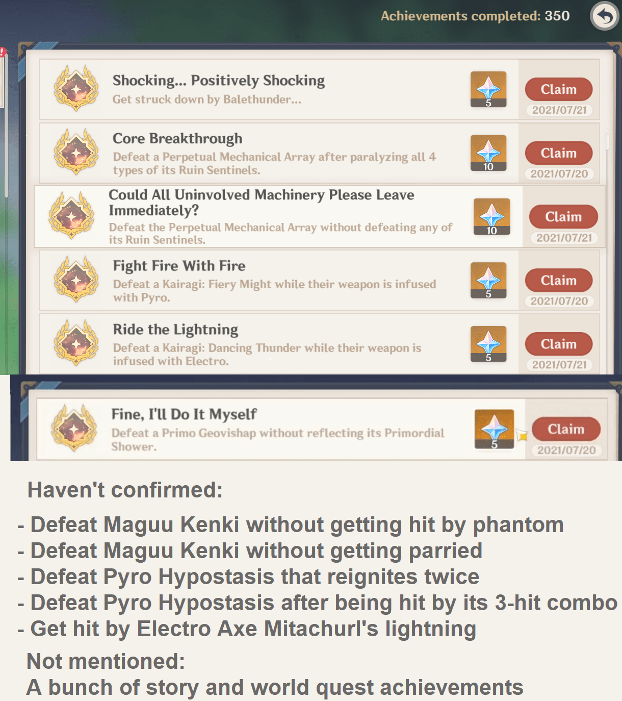New Hidden Achievements in 2.0! r/Genshin_Impact