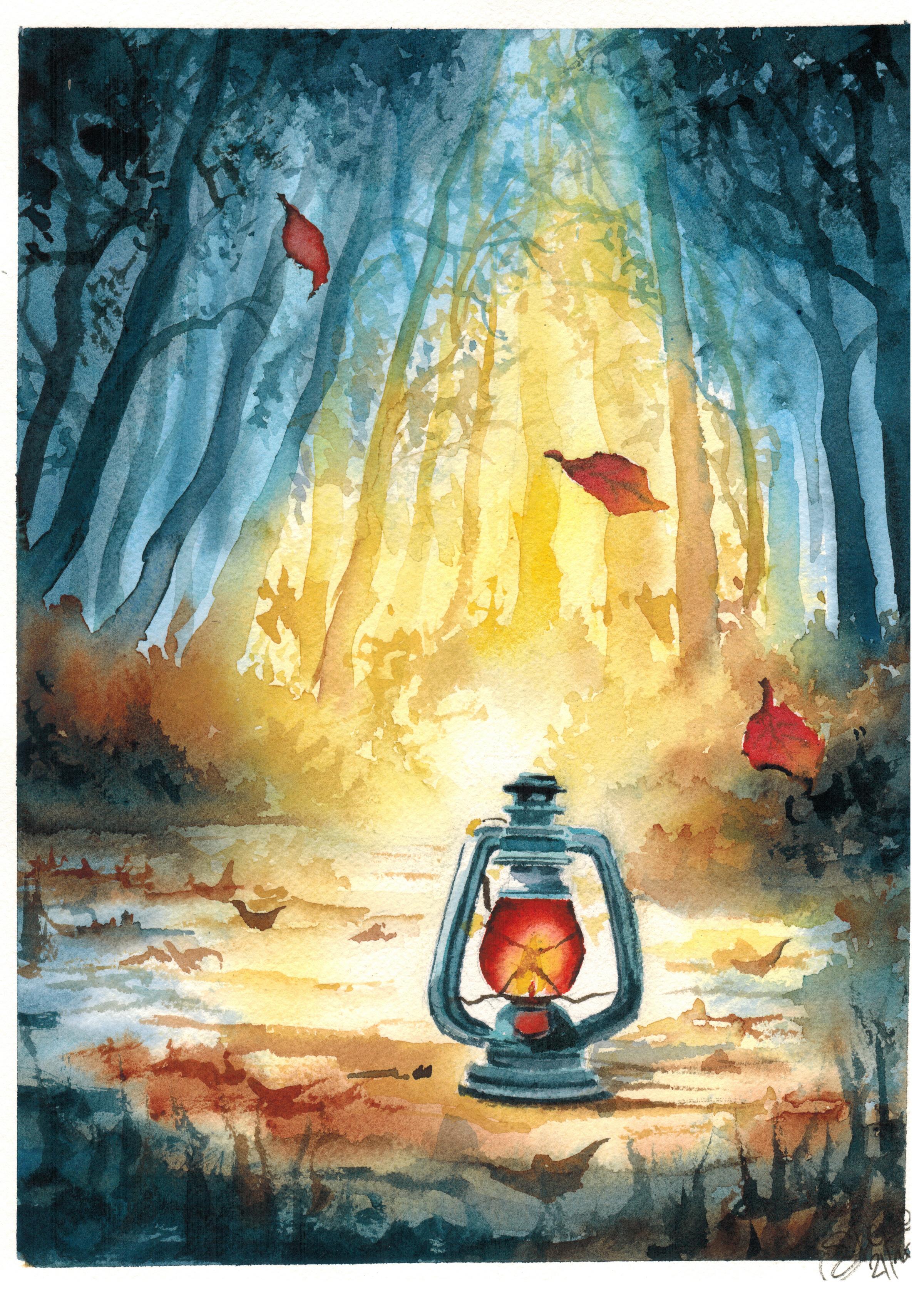Lantern in the woods watercolour r/Watercolor
