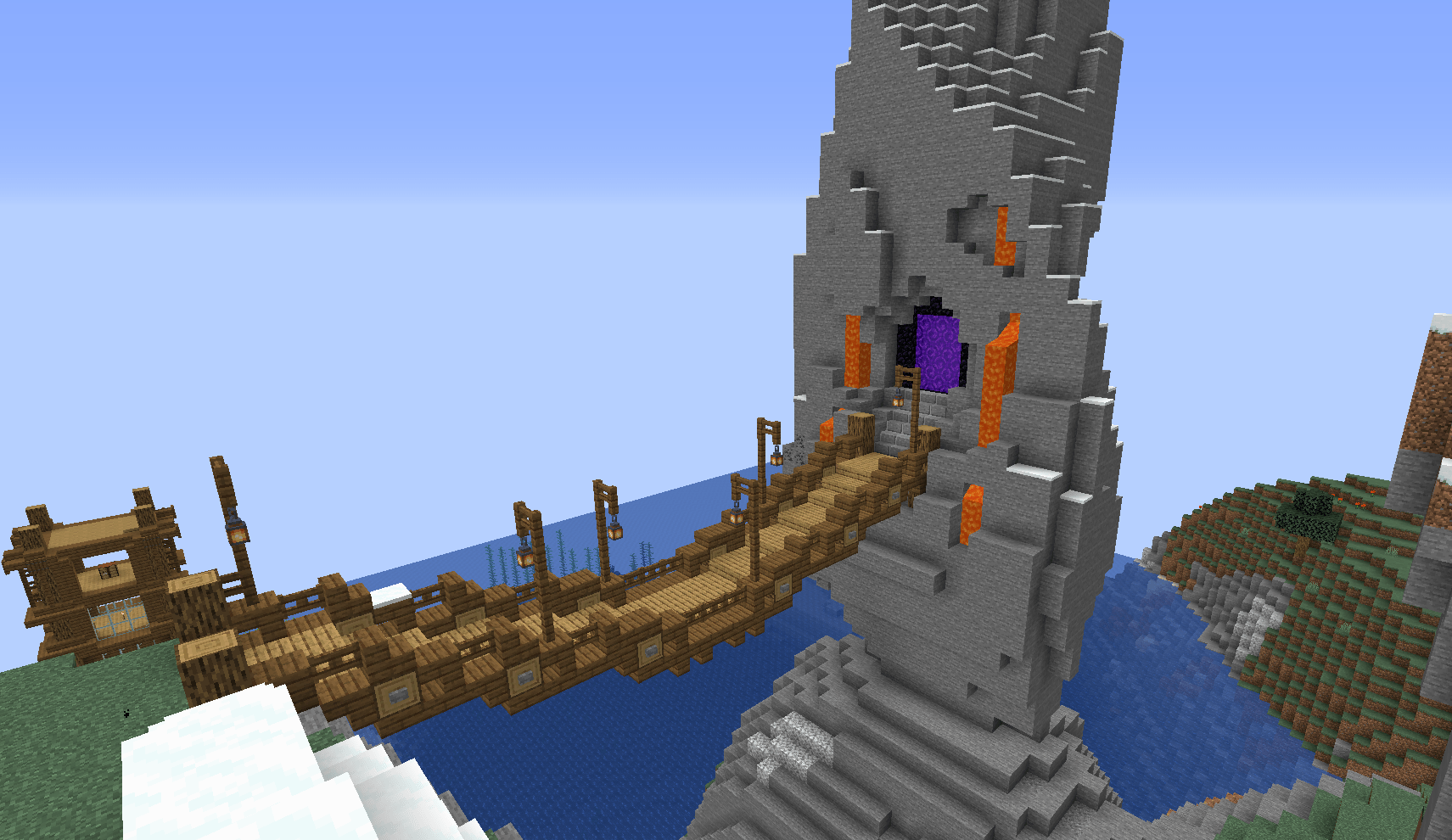 My first take on wooden bridge leading to nether portal r/Minecraft