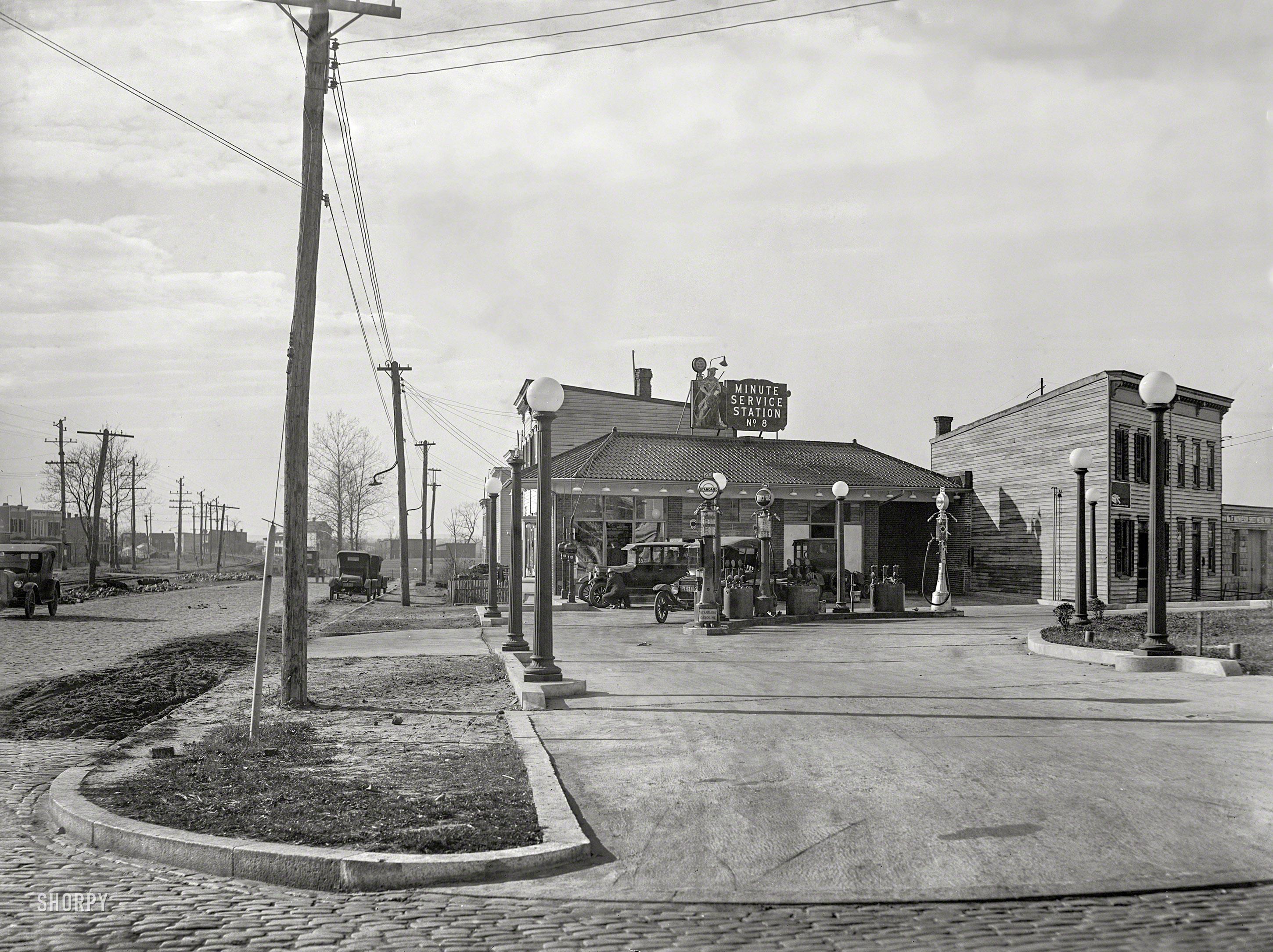 Washington DC. 1924. Local gas station. Photo by National Photo via