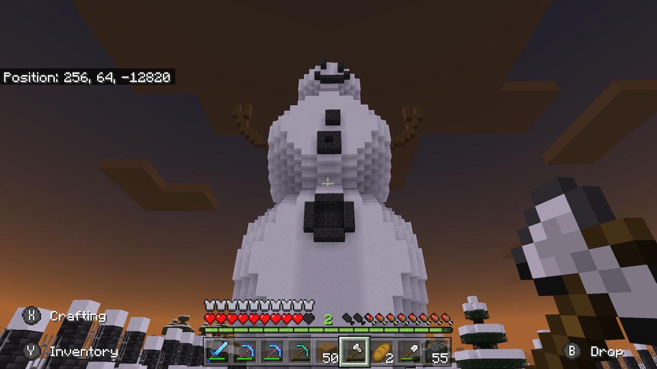 I made a snowman cus i have 2 double chests filled with snow r/Minecraft