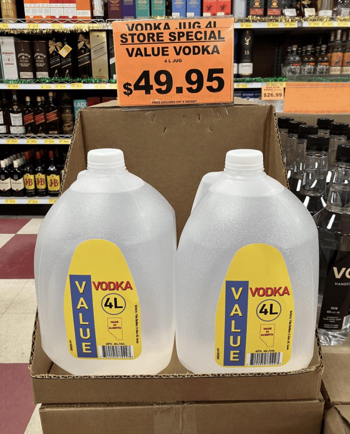 Plastic jug vodka (Alberta, Canada) r/MockZumock