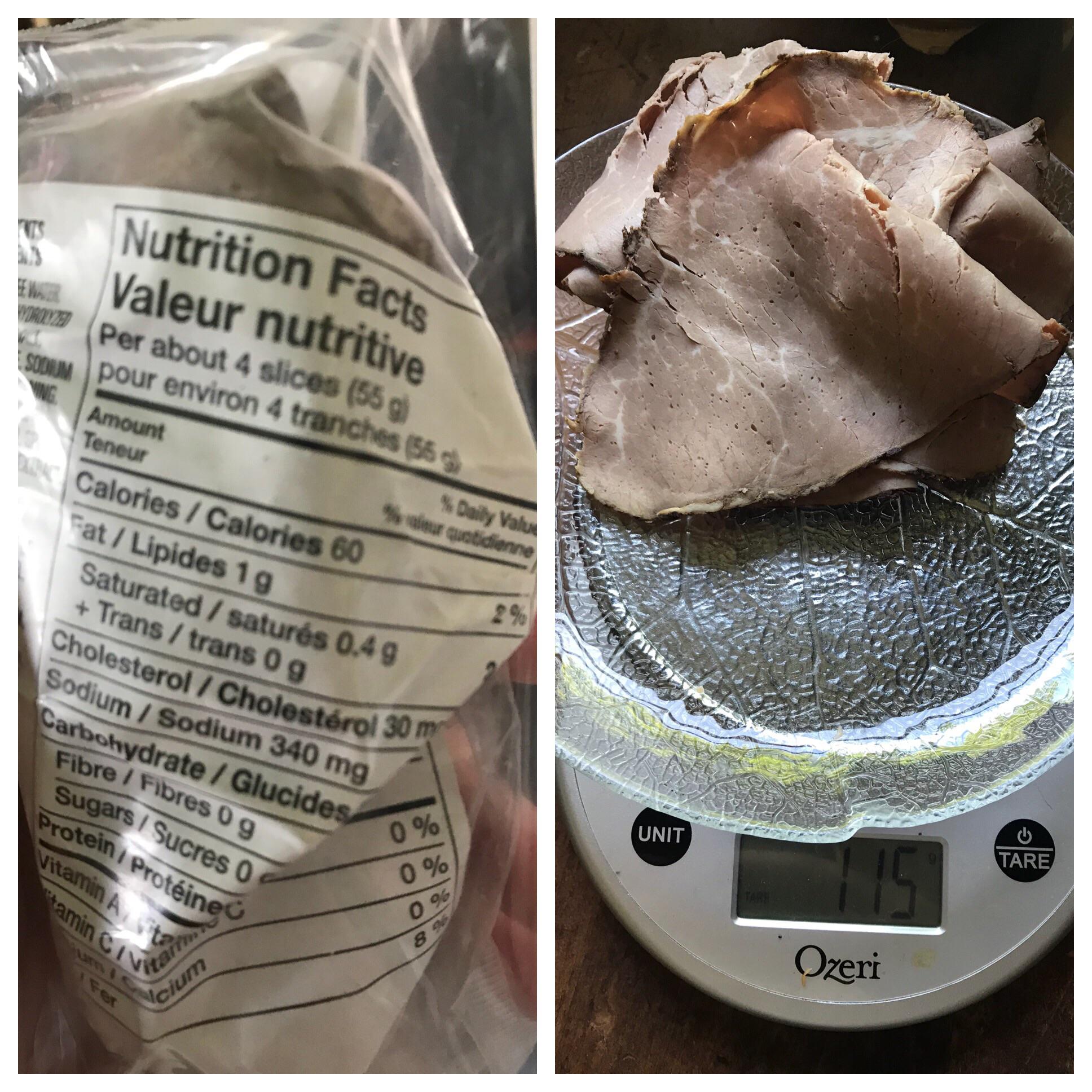 PSA weigh your food! This was 4 slices of roast beef, which the