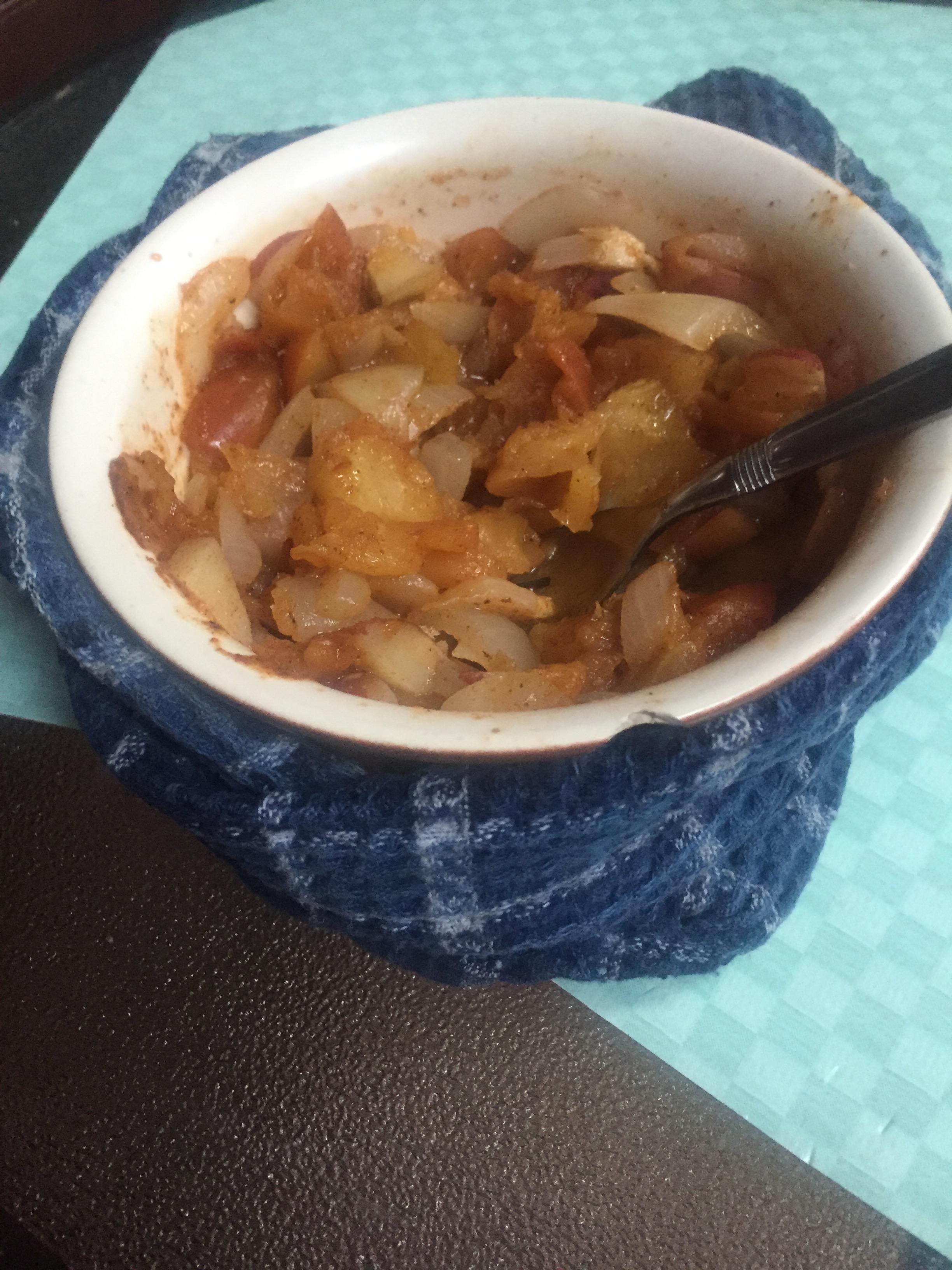 Potato, apple, and onion. Mixed & microwaved r/ShittyVeganFoodPorn