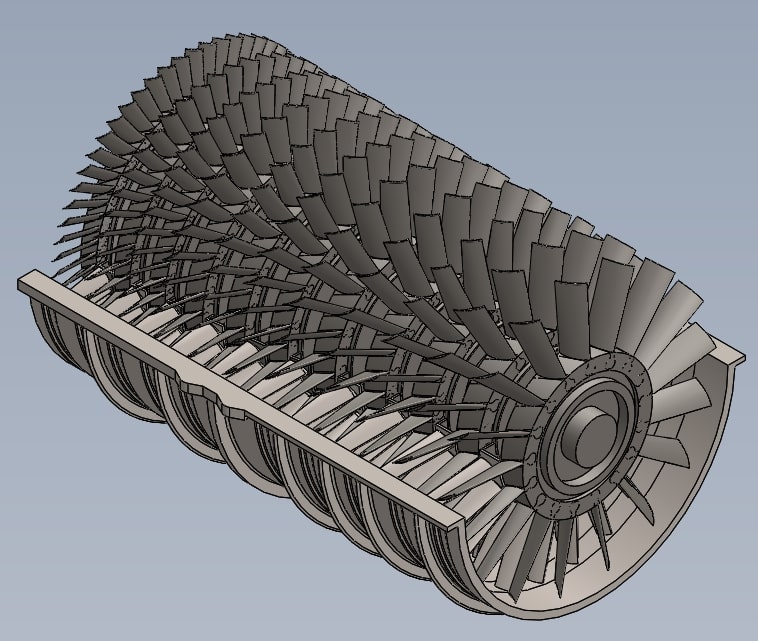 Westinghouse J34 Turbojet Engine 11 Stage Axial Compressor : r/SolidWorks