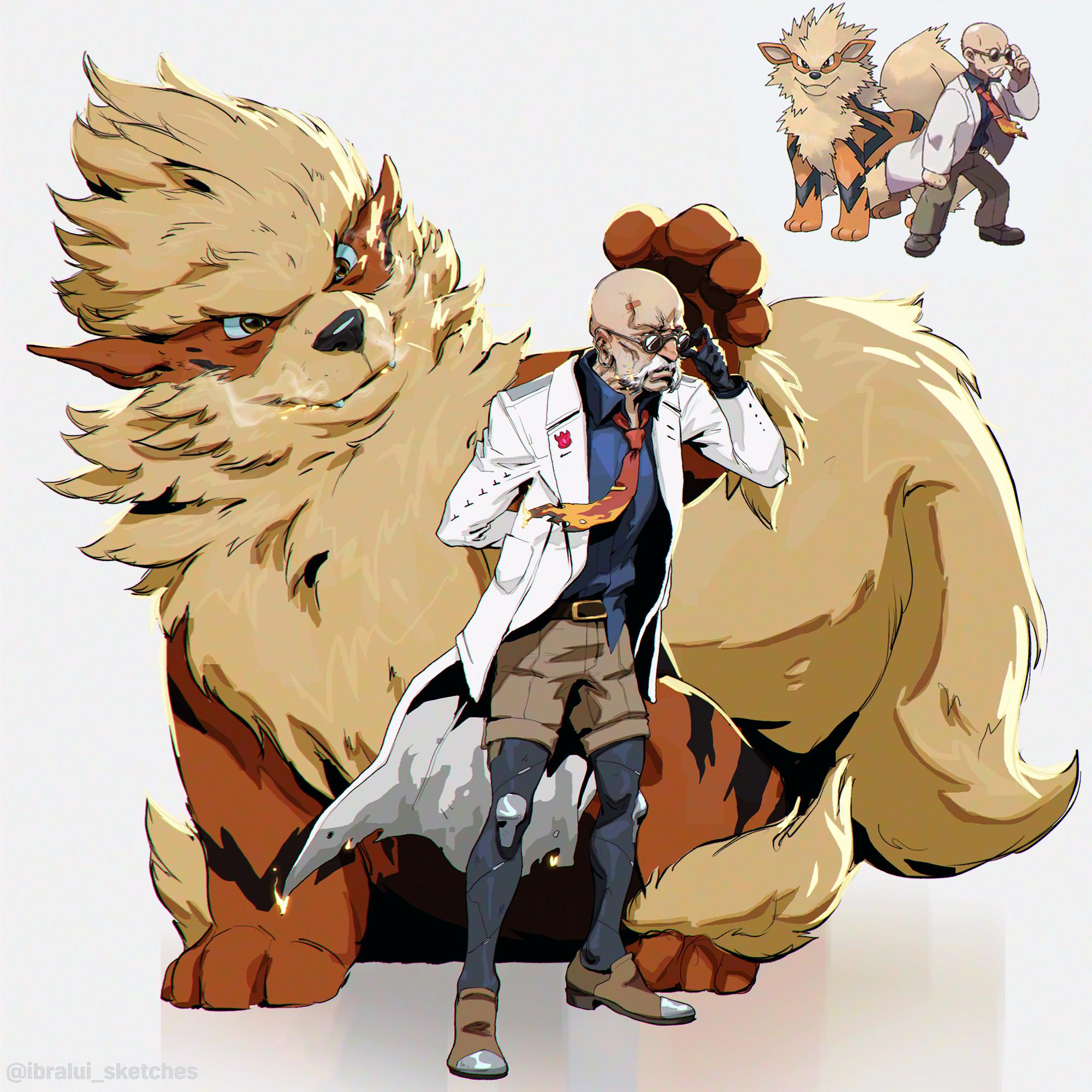 I redesigned another gym leader Blaine and his Arcanine r/pokemon