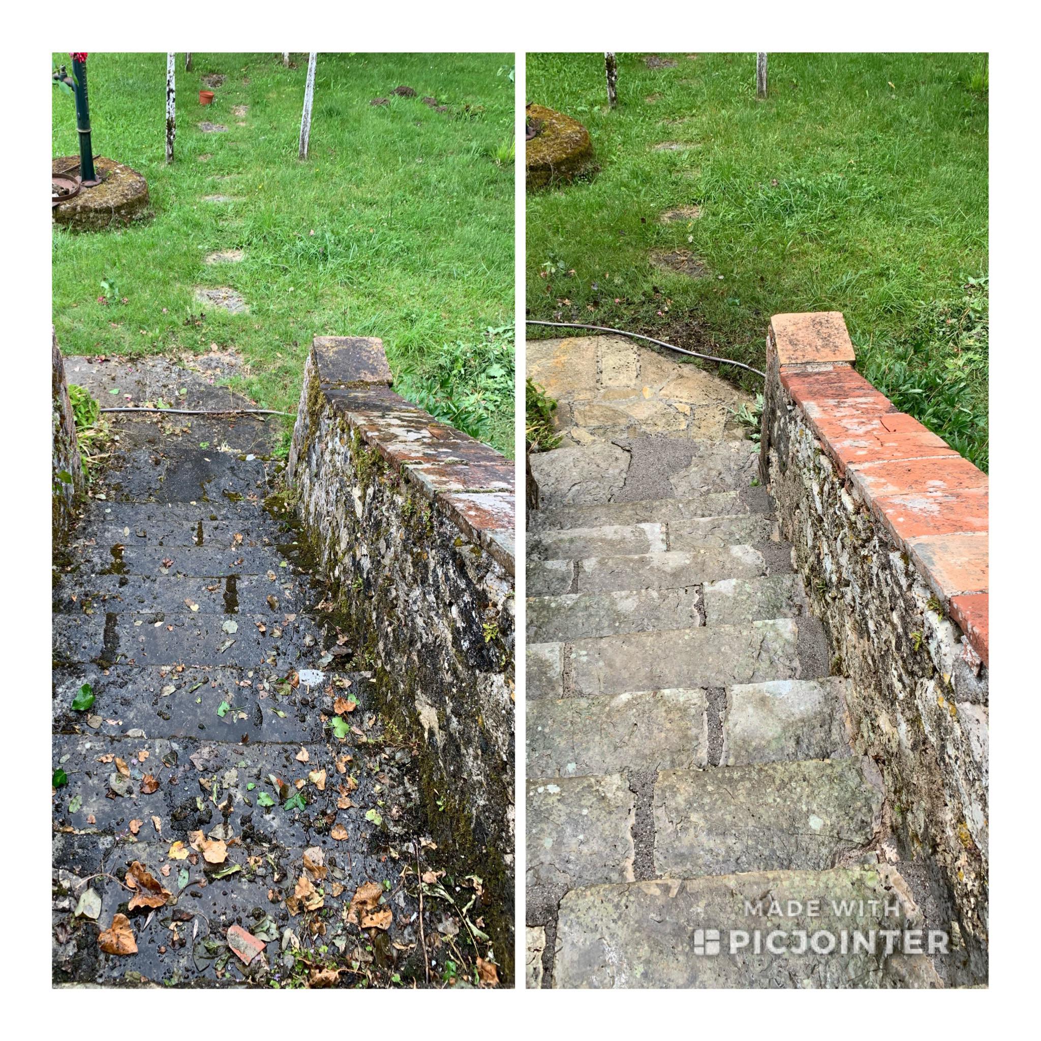 Satisfying power washing results at a 200 year old house r/powerwashingporn