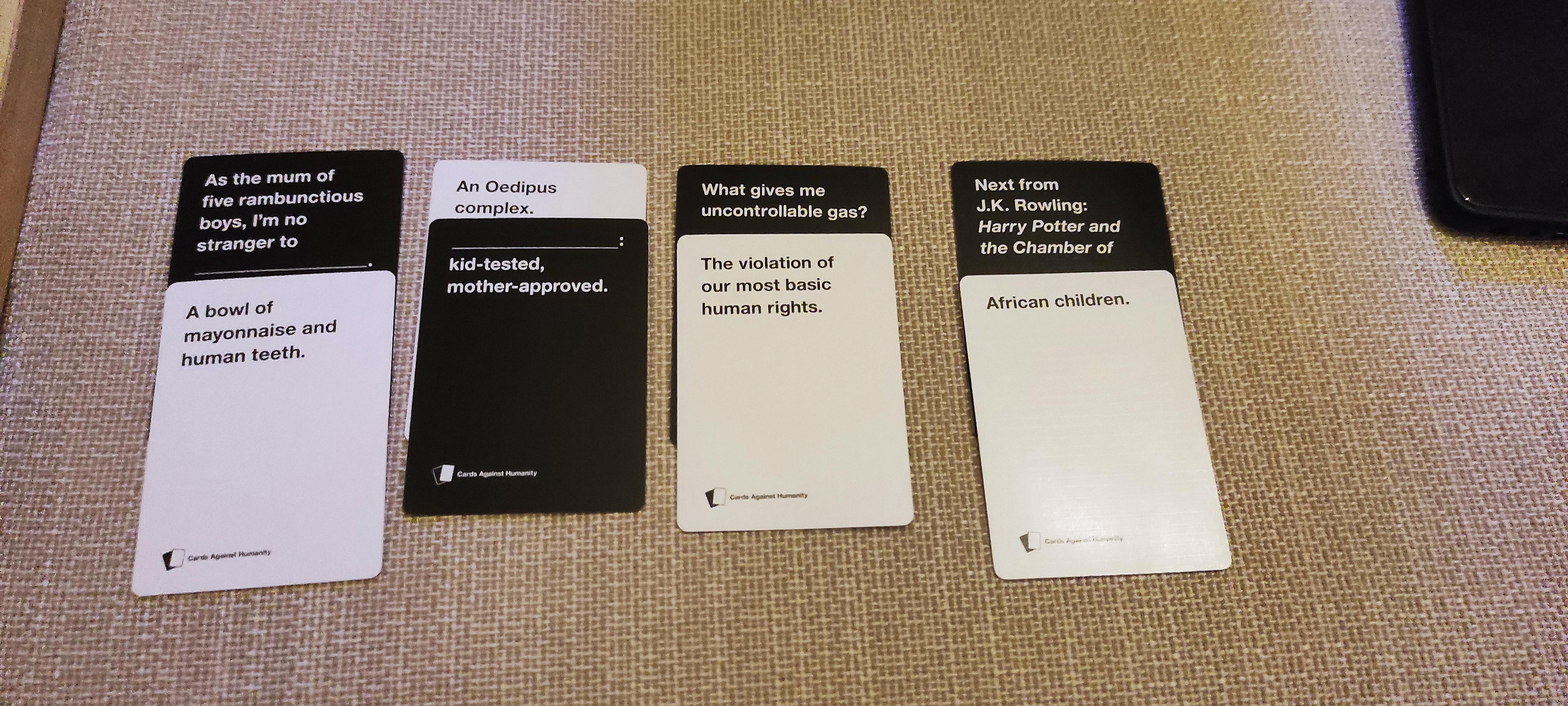 Some of the best combinations of tonight's game : r/cardsagainsthumanity