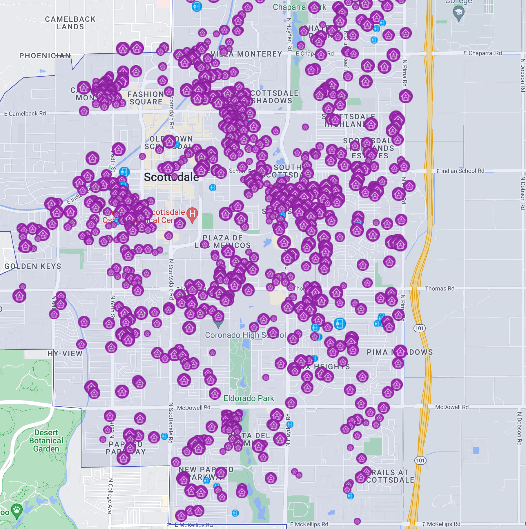 Physical Map Of Scottsdale Arizona
