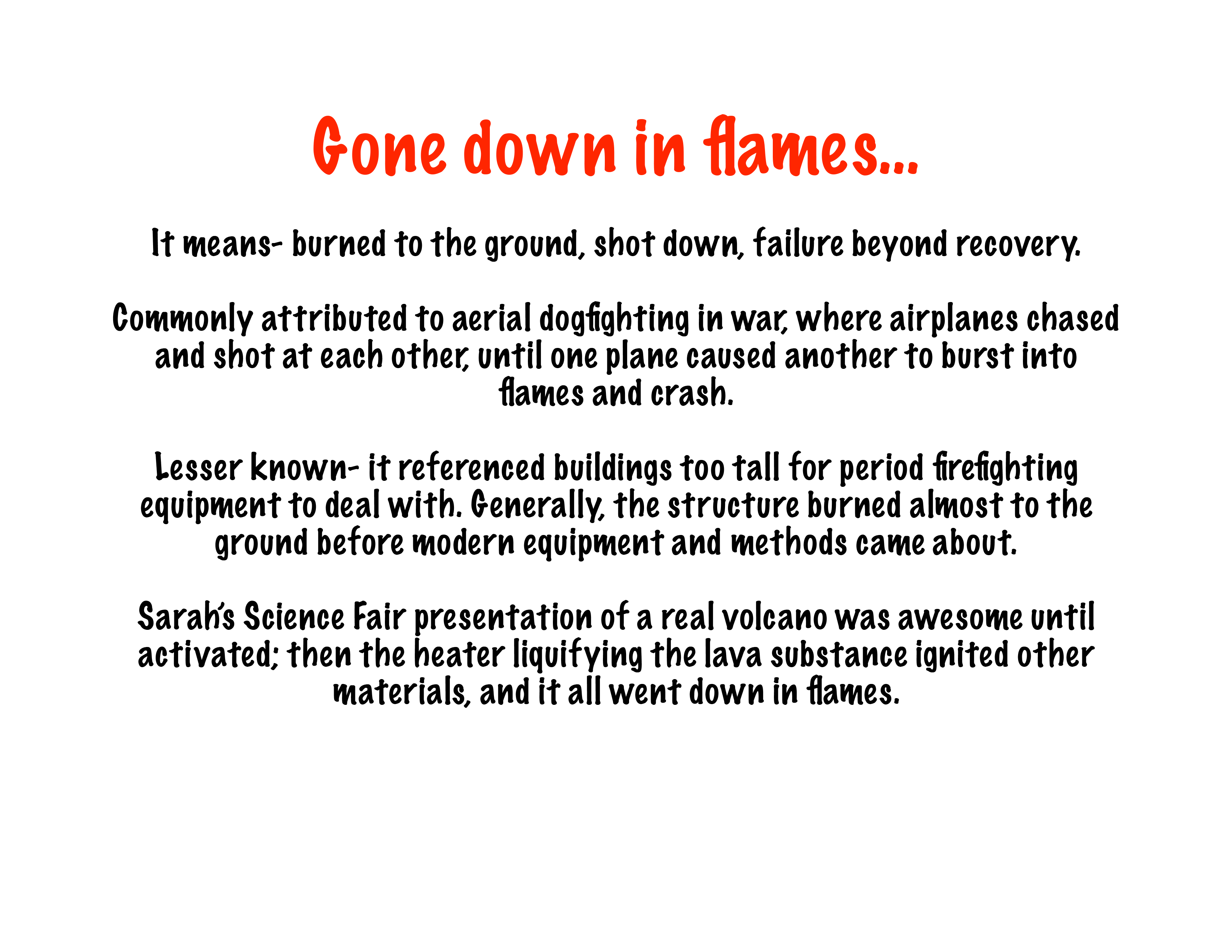 [OC] IDIOMS GONE DOWN IN FLAMES r/vocabulary