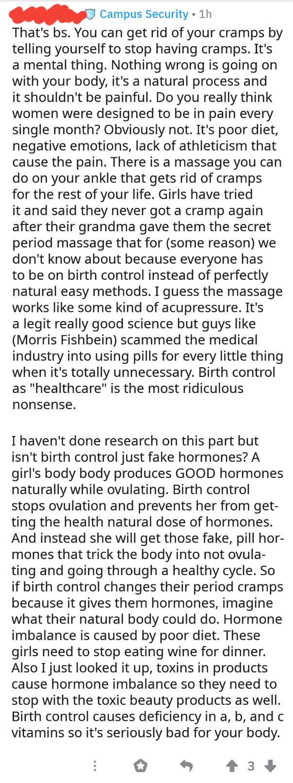 "You can get rid of your cramps by telling yourself to