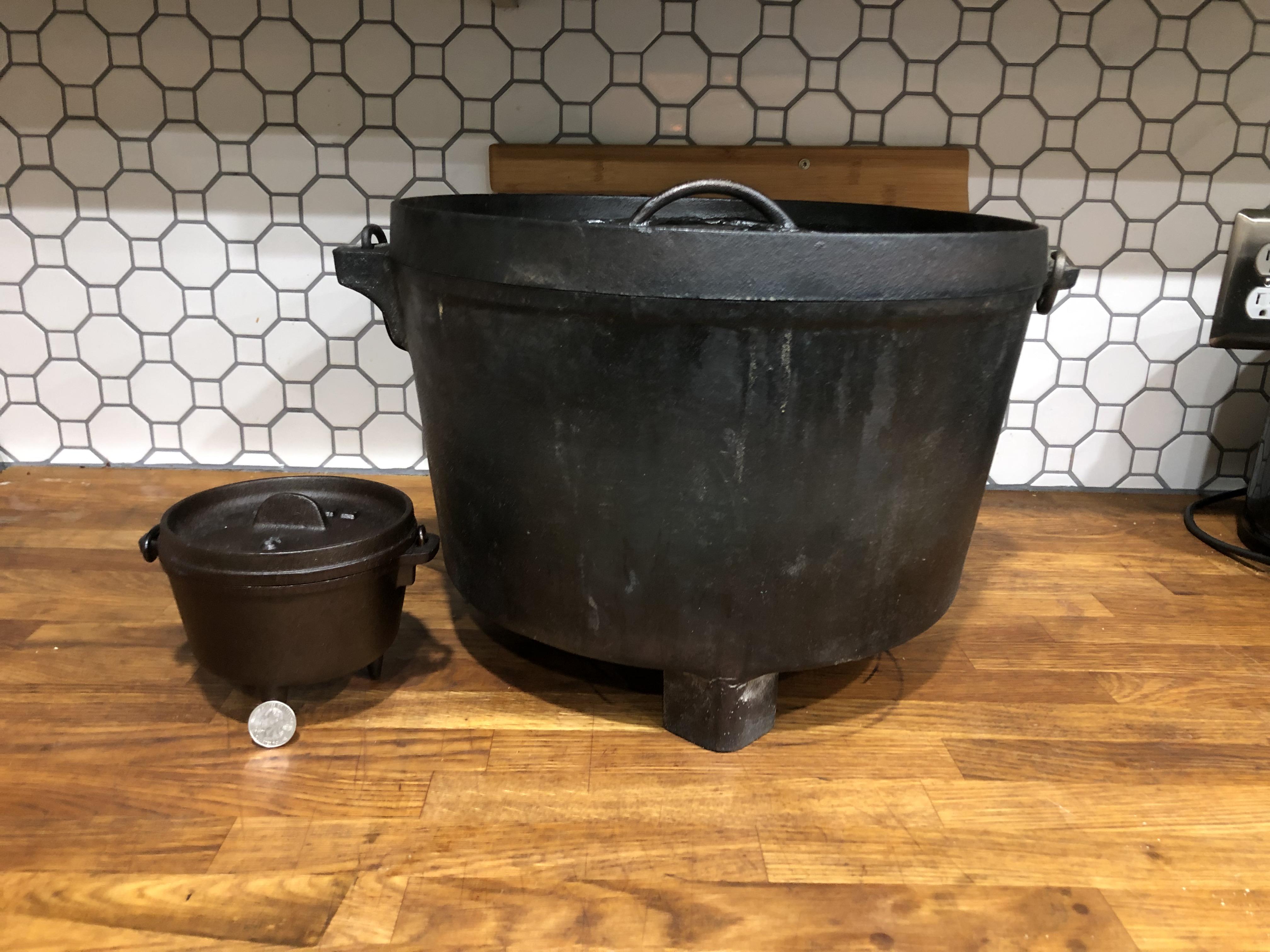 15” MACA Dutch Oven, with a 5” Lodge Dutch Oven (and U.S Quarter) for