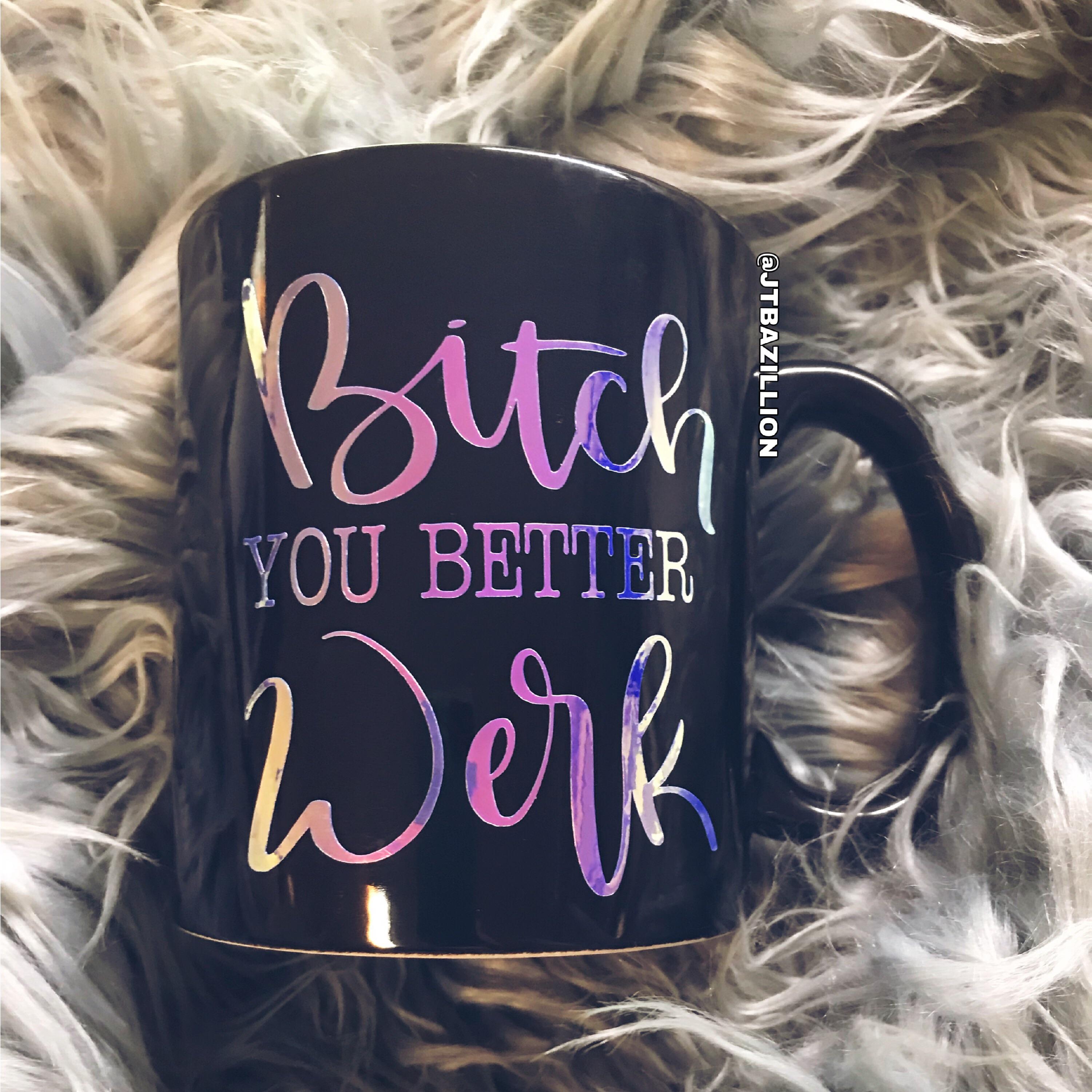 *cuss words* my new coffee mug! Cricut holographic vinyl r/cricut