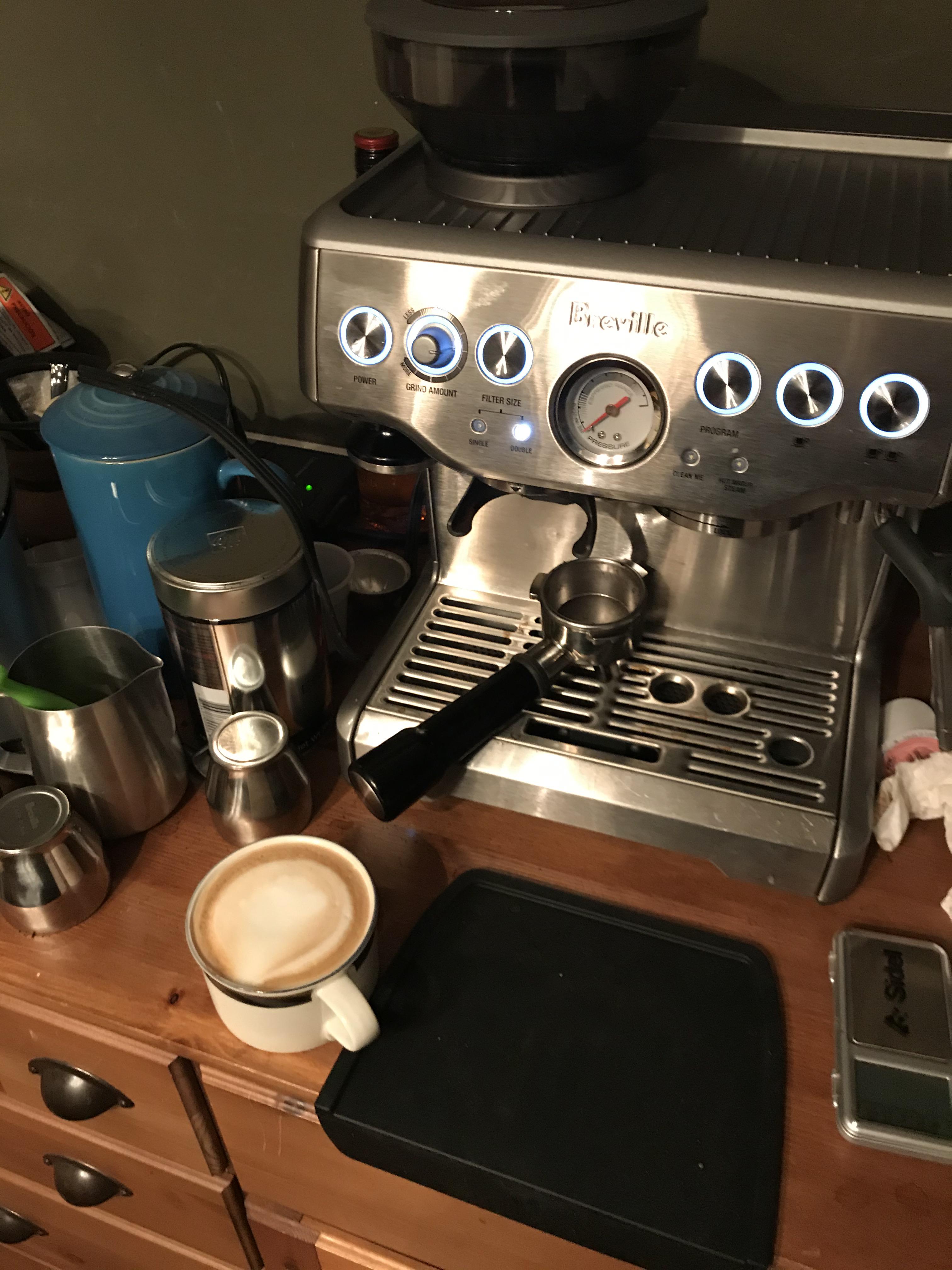 Making decent espresso now. Black Rifle Black beards dark roast. Can’t