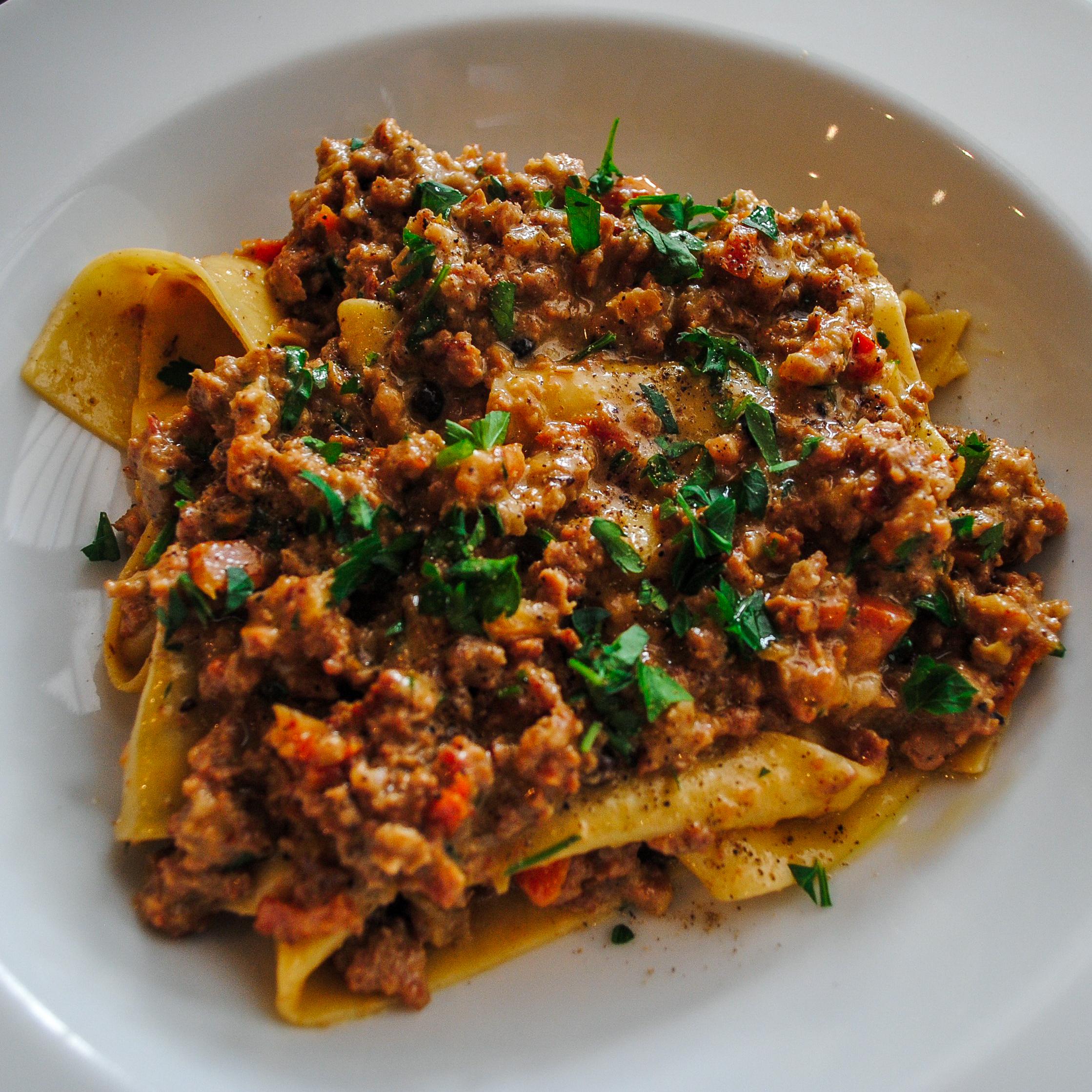 [OC] Sausage & Fennel Ragu with handmade Pappardelle [2238x2238] r