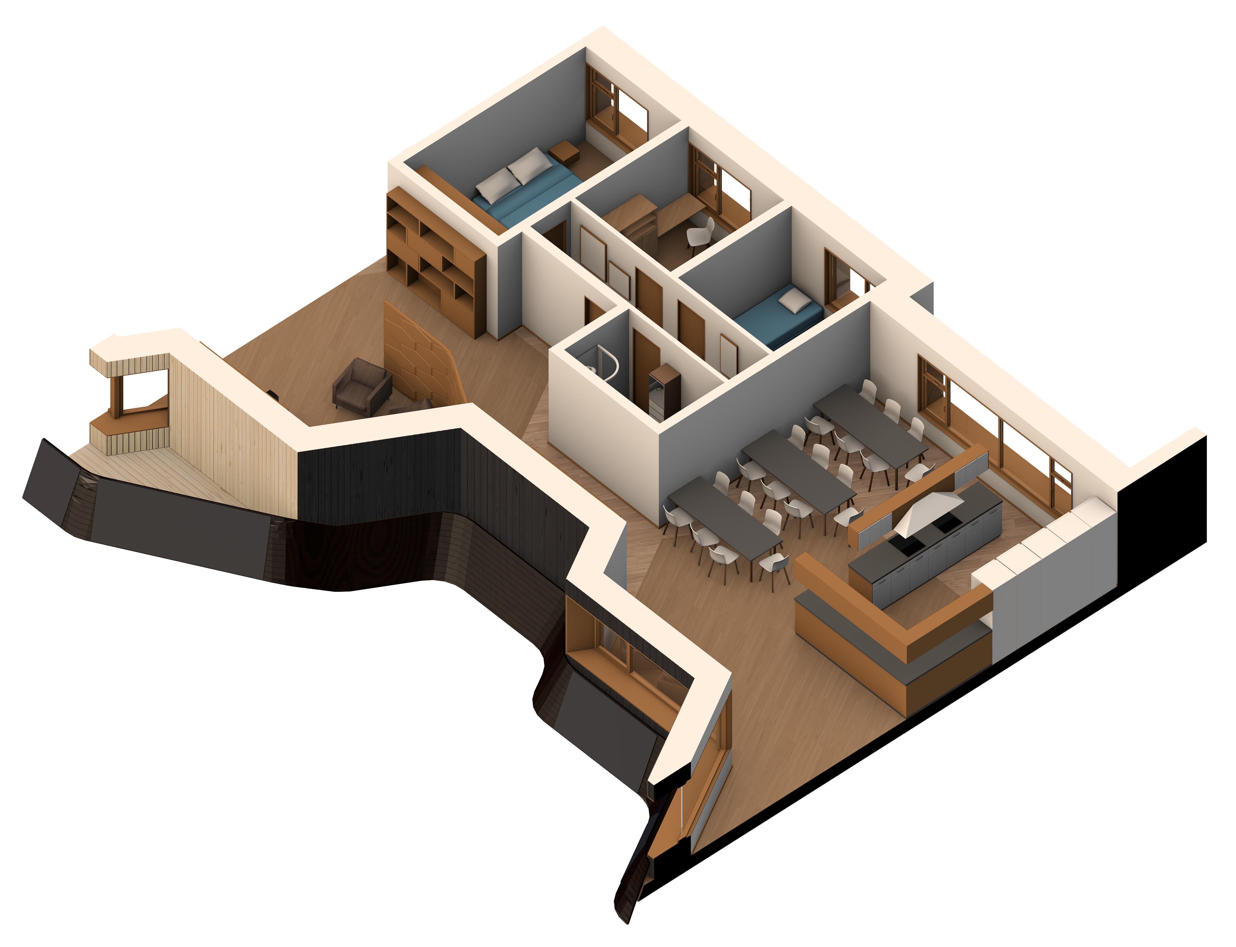Axonometric 3D floor plan slice (C4D+PS) Cinema4D