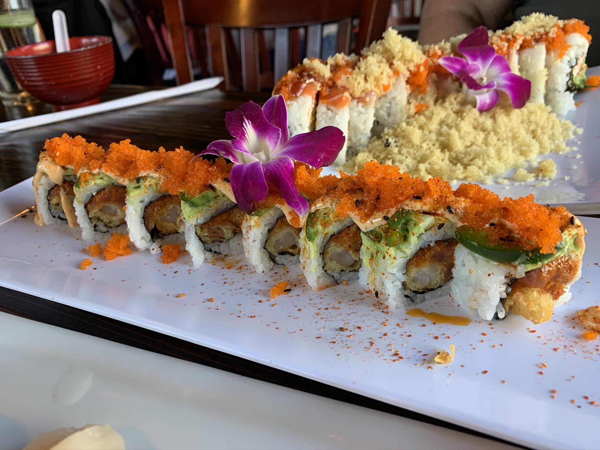 They call this 911 roll. It’s shrimp tempura and spicy tuna inside