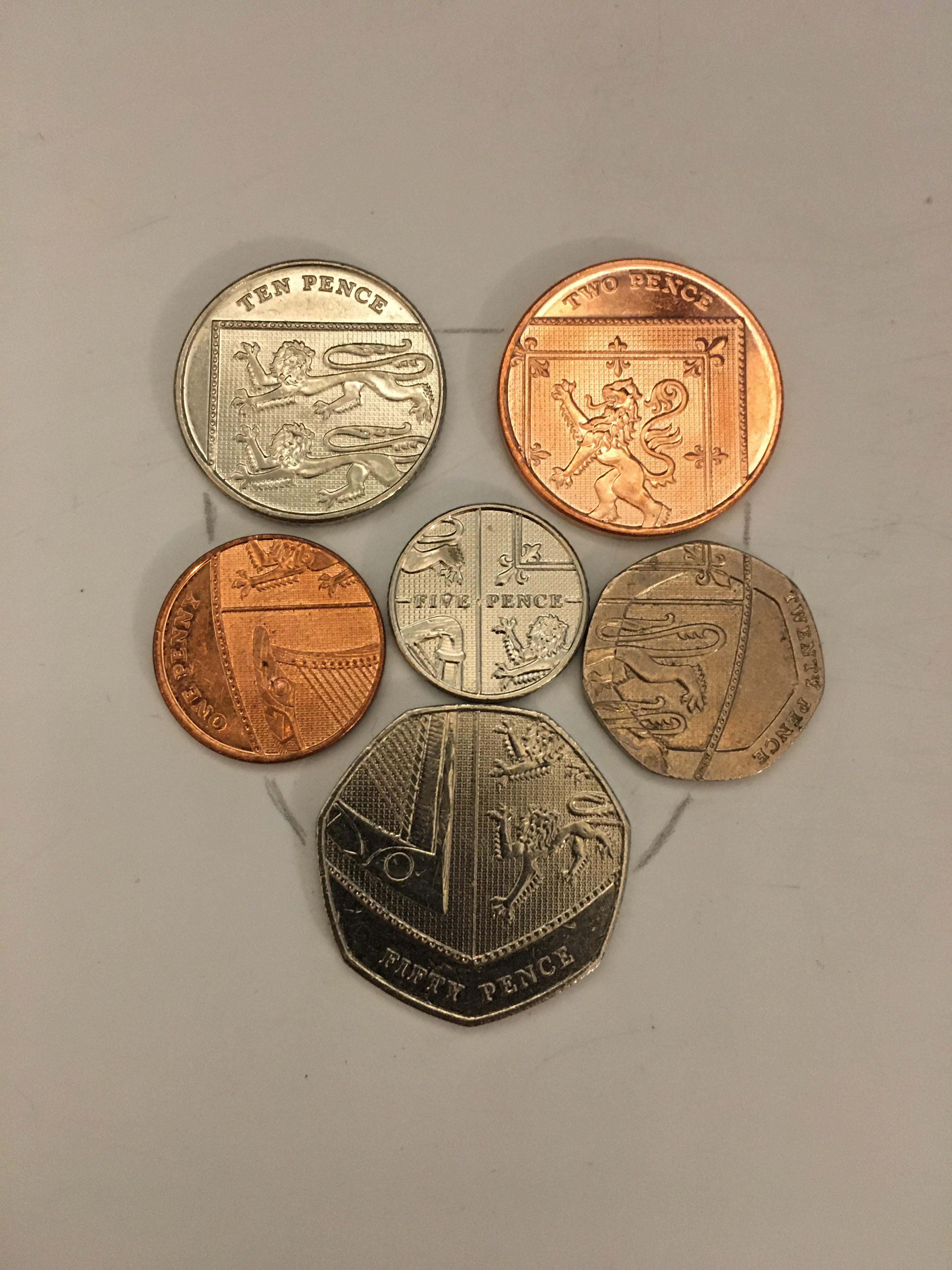 When aligned in a specific way, the Pound Sterling coins make a coat of