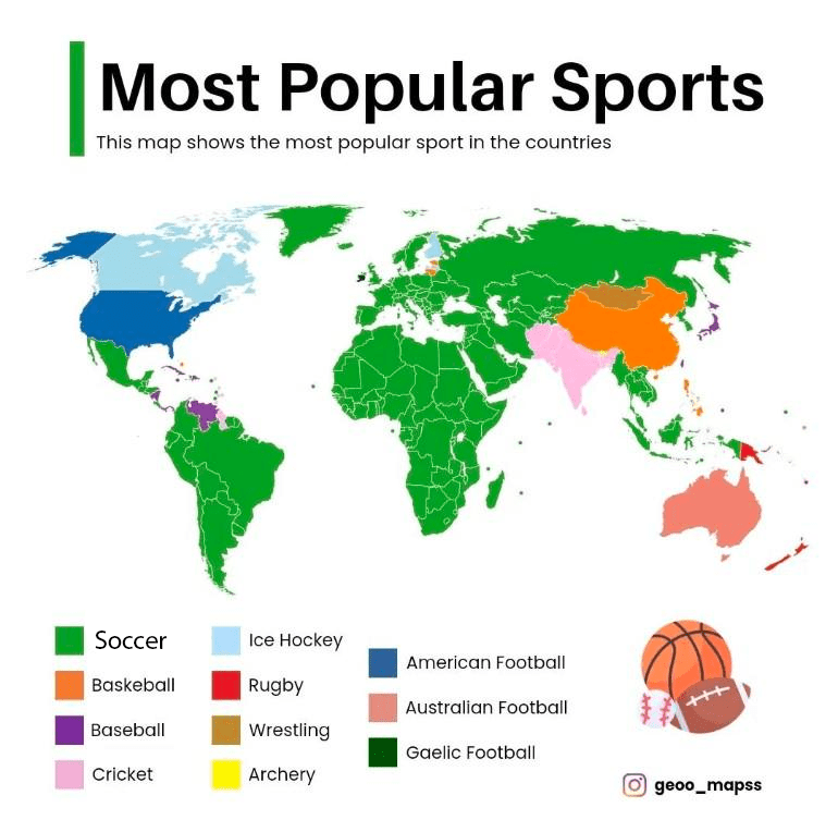 Most Popular Sport in each Country r/mapporncirclejerk