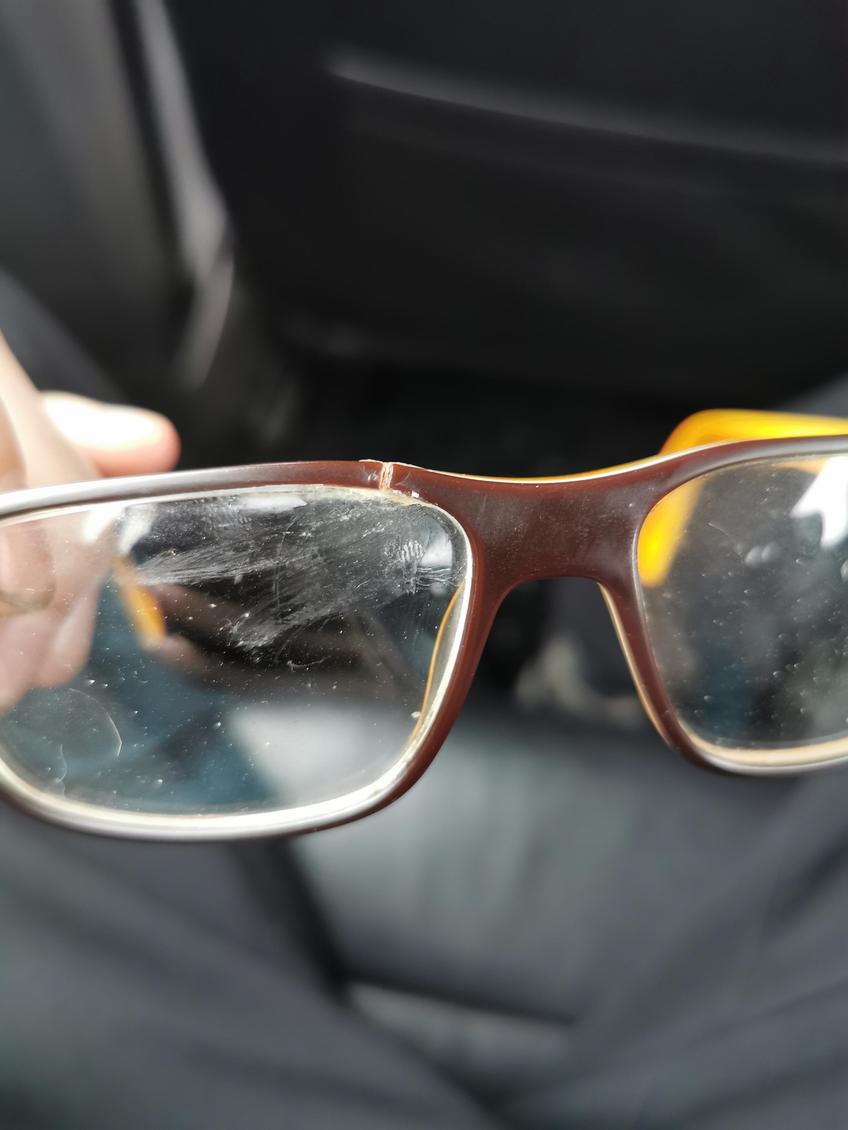 Broke my glasses so I glued them back together. Now I have scratches