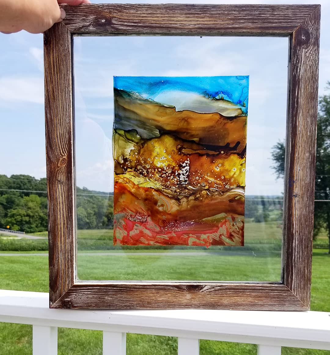 Painted on a glass frame last night r/crafts